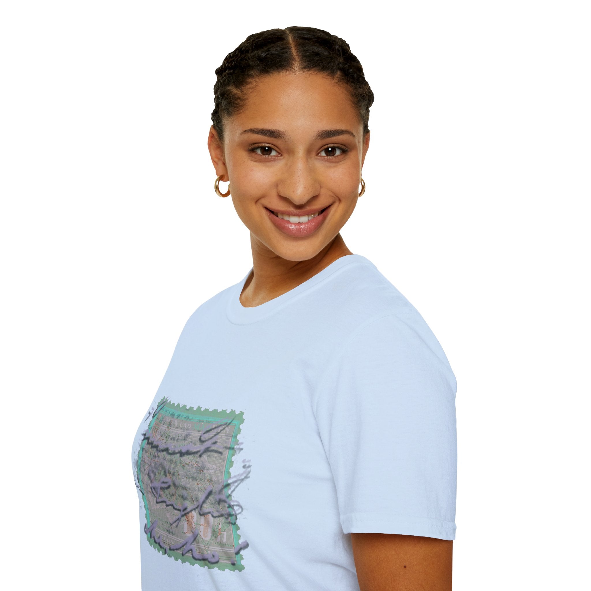 Vintage Postage Stamp Graphic Tee – Handwritten Script Design