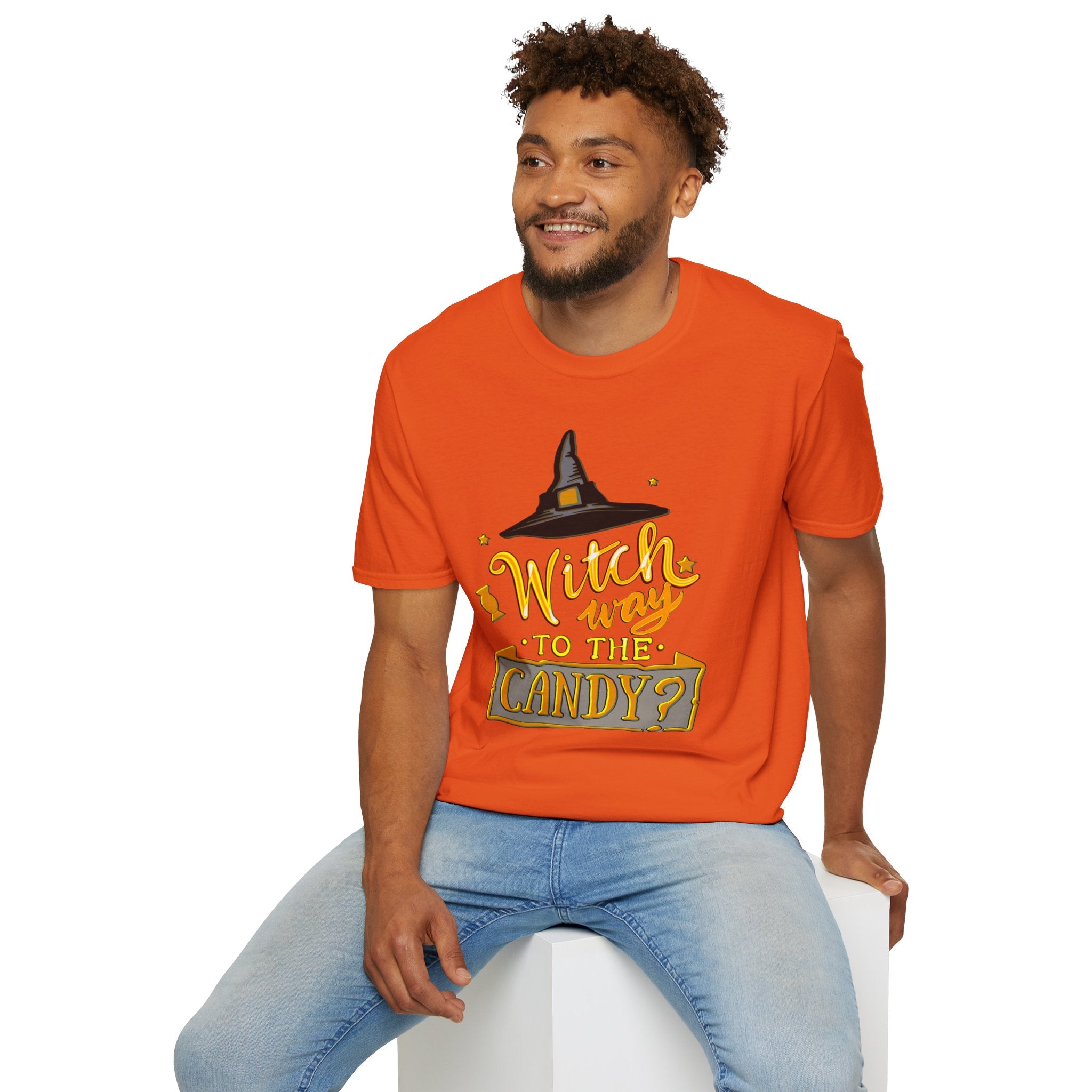 WITCH WAY TO THE CANDY? HALLOWEEN Softstyle T-Shirt