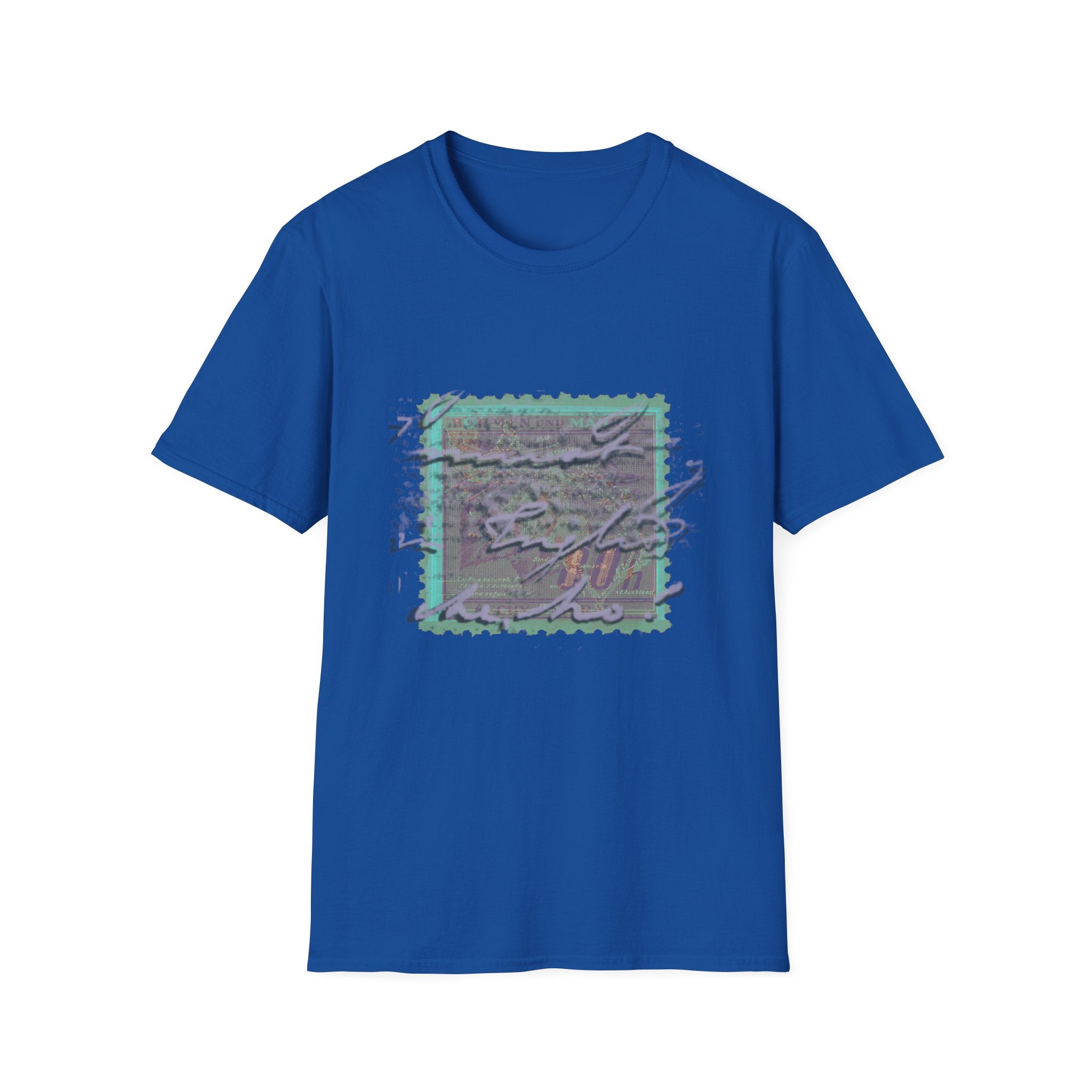 Vintage Postage Stamp Graphic Tee – Handwritten Script Design