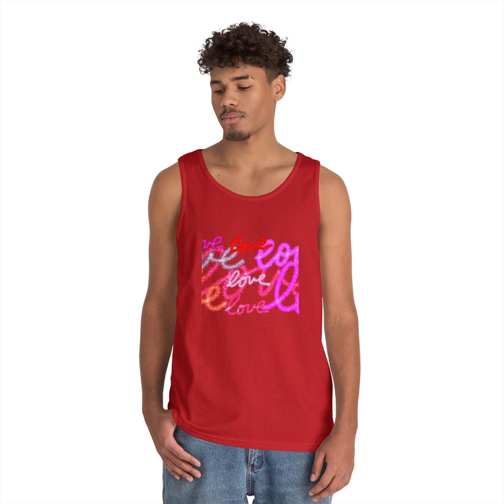 Love Tank Top | Heavy Cotton Red Shirt for Summer Vibes