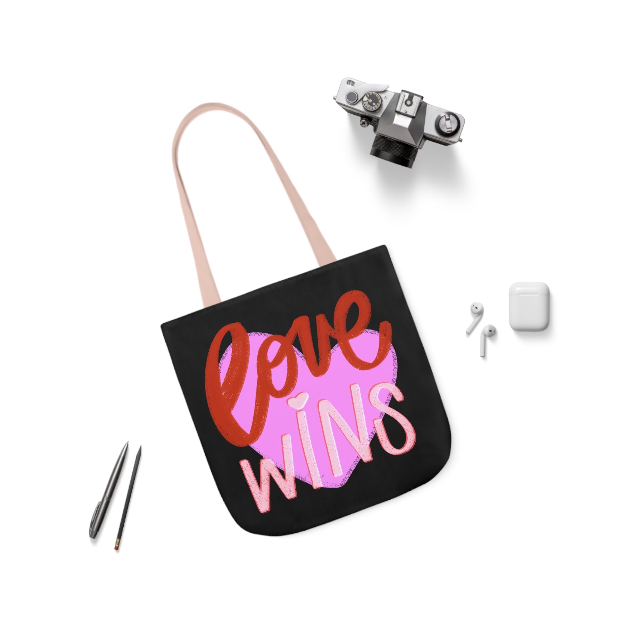 LOVE WINS Canvas Tote Bag, 5-Color Straps