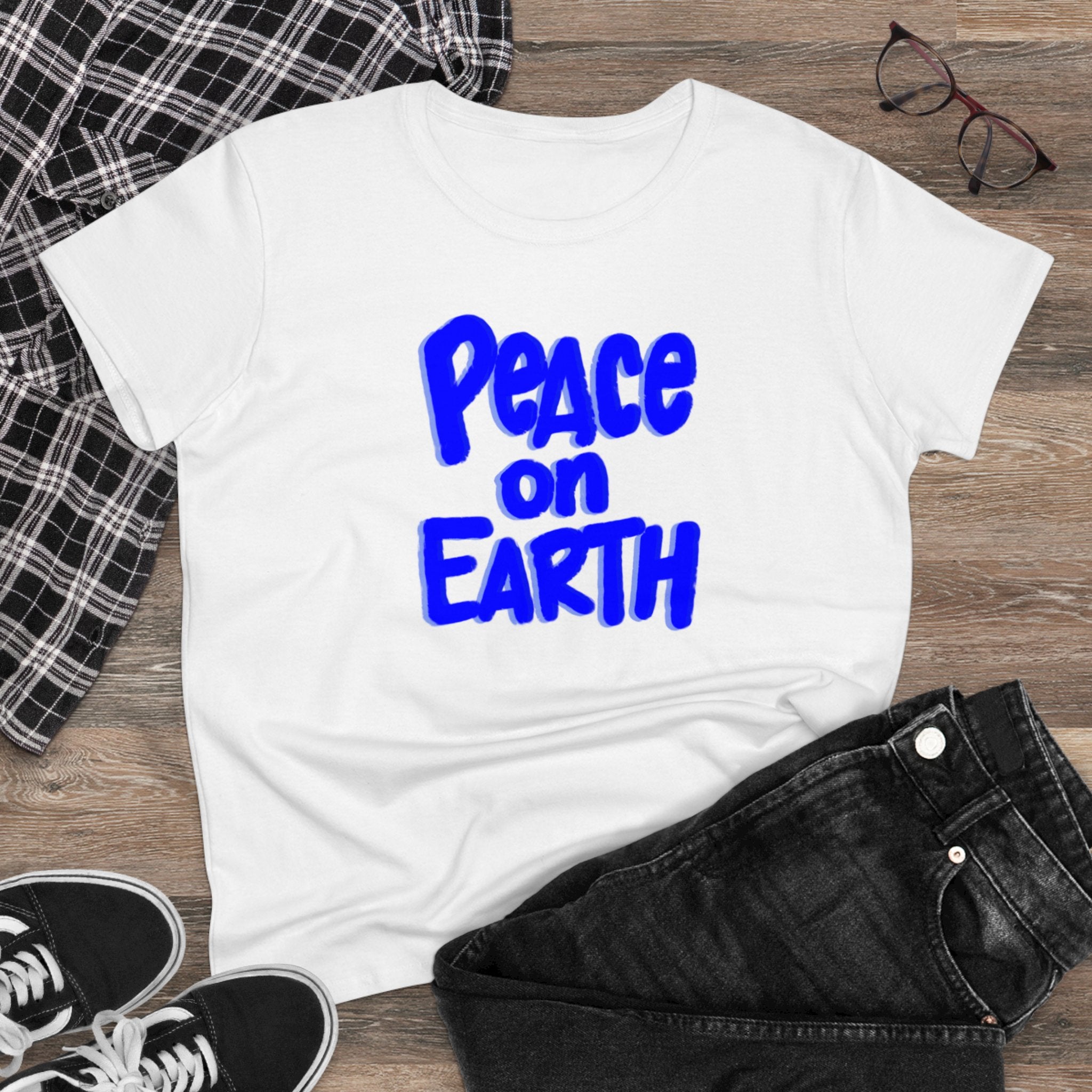 PEACE ON EARTH Women's Midweight Cotton Tee