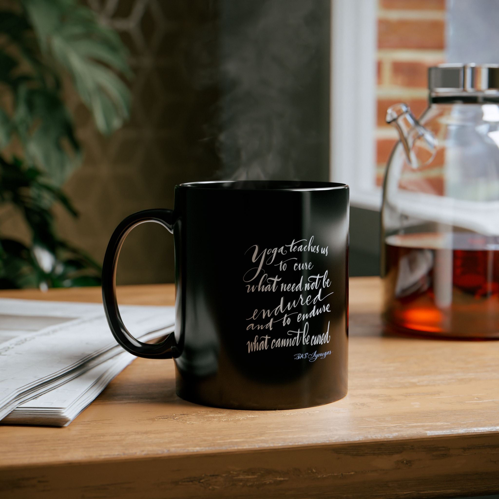 Inspirational Yoga Mug | Black Coffee Cup | Gift for Yogis, Motivational Drinkware, Self-Care, Wellness Decor, Mindfulness