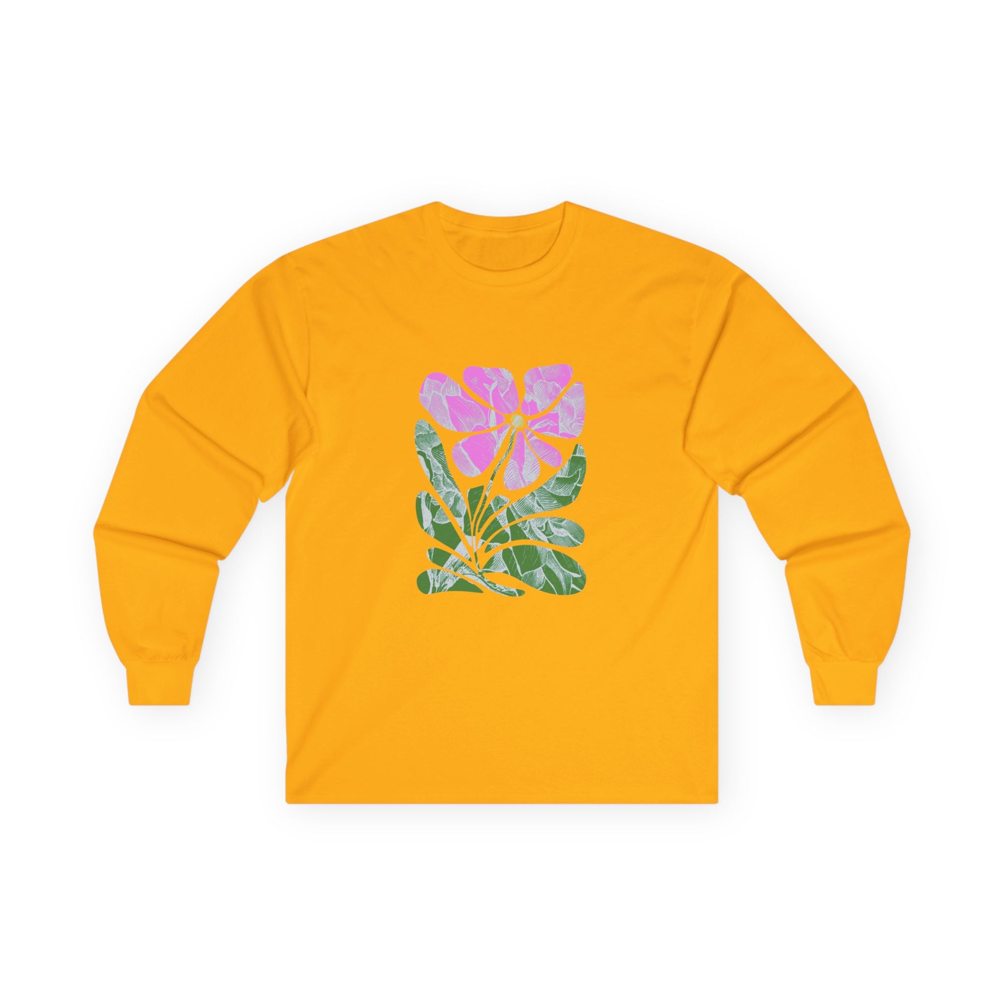 Floral Watercolor Long Sleeve Tee — Pink Bloom Graphic
