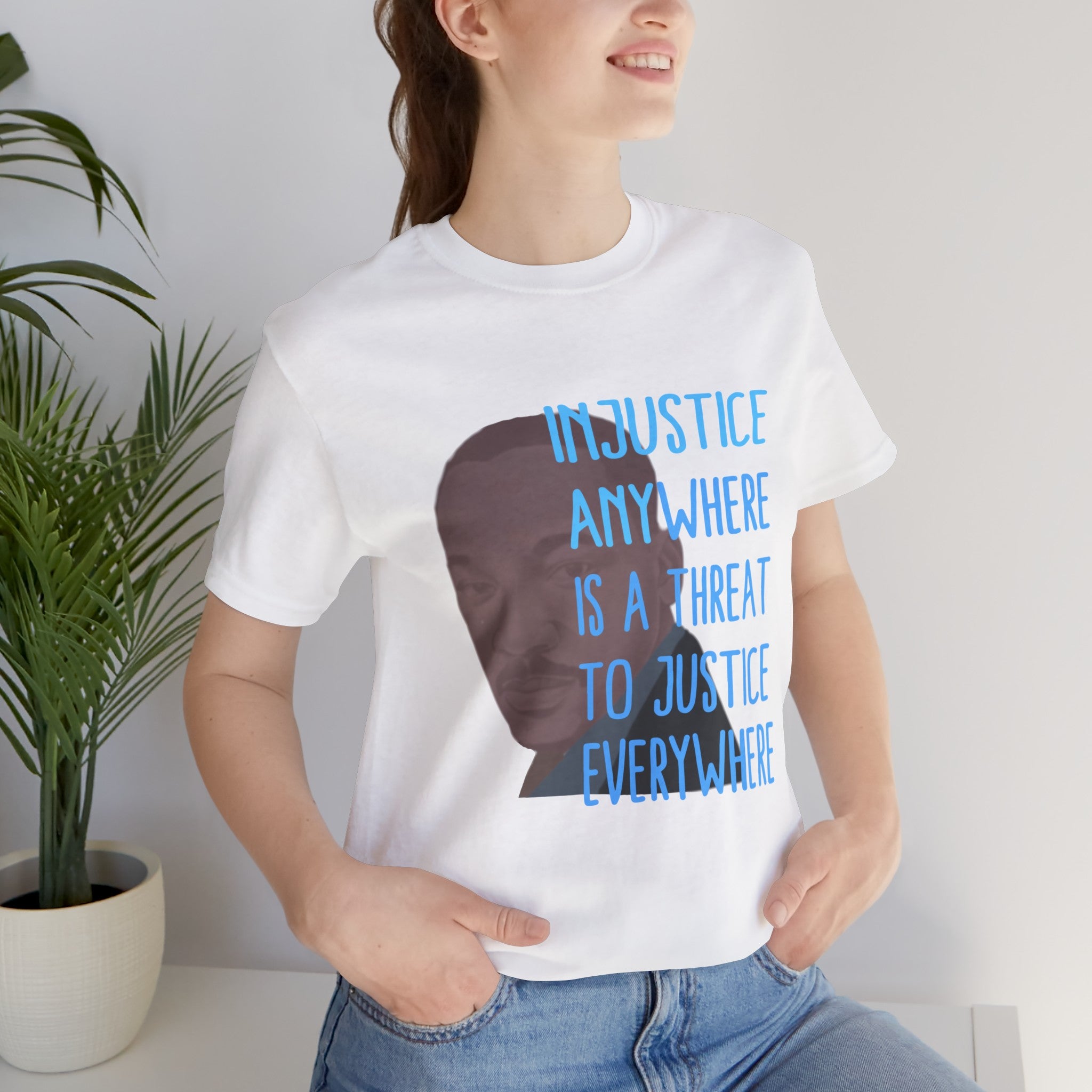 MLK INJUSTICE ANYWHERE Unisex Jersey T-Shirt