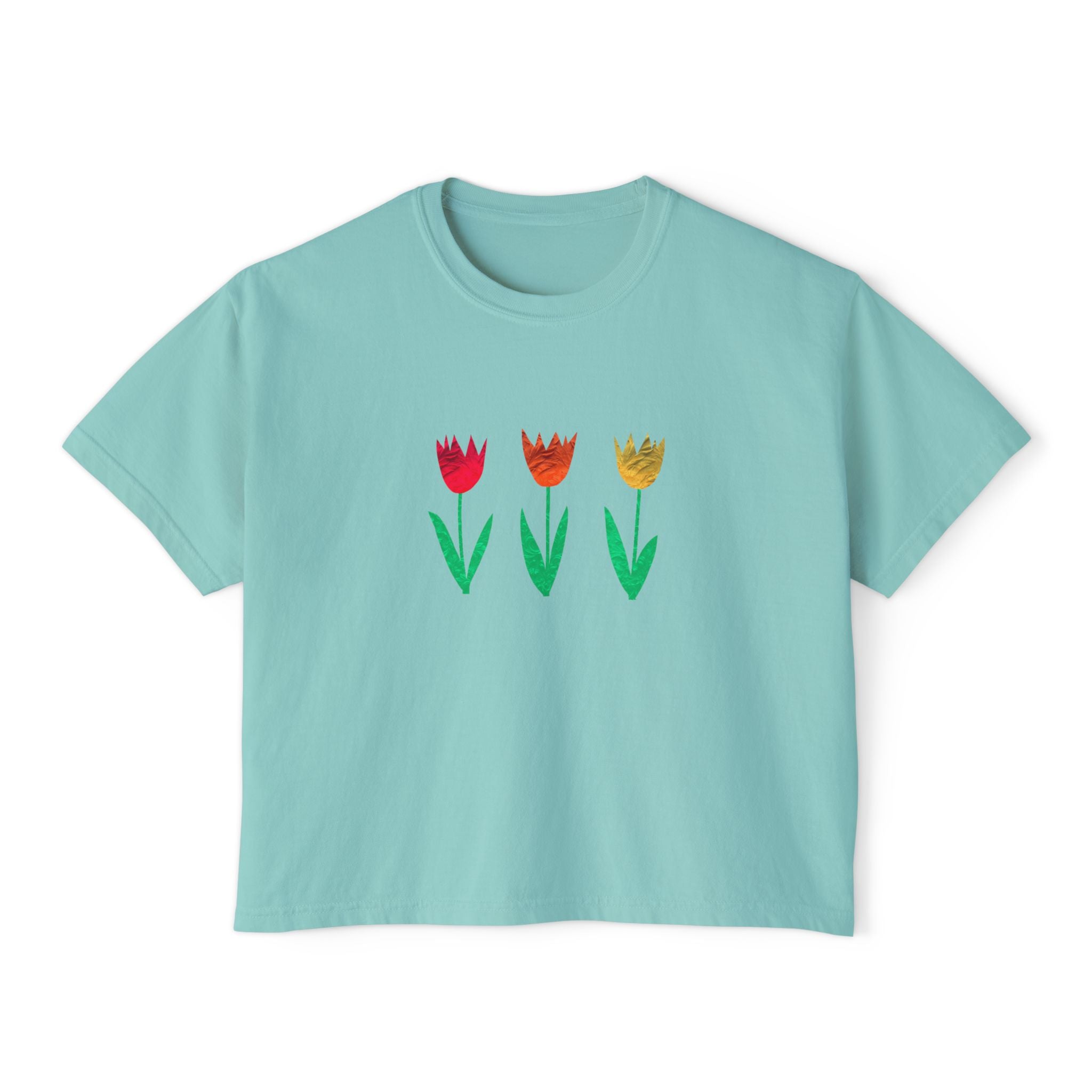 Floral Women's Boxy Tee, Casual Spring T-Shirt, Gifts for Her, Everyday Wear, Graphic Tee for Plant Lovers, Mother's Day Gift