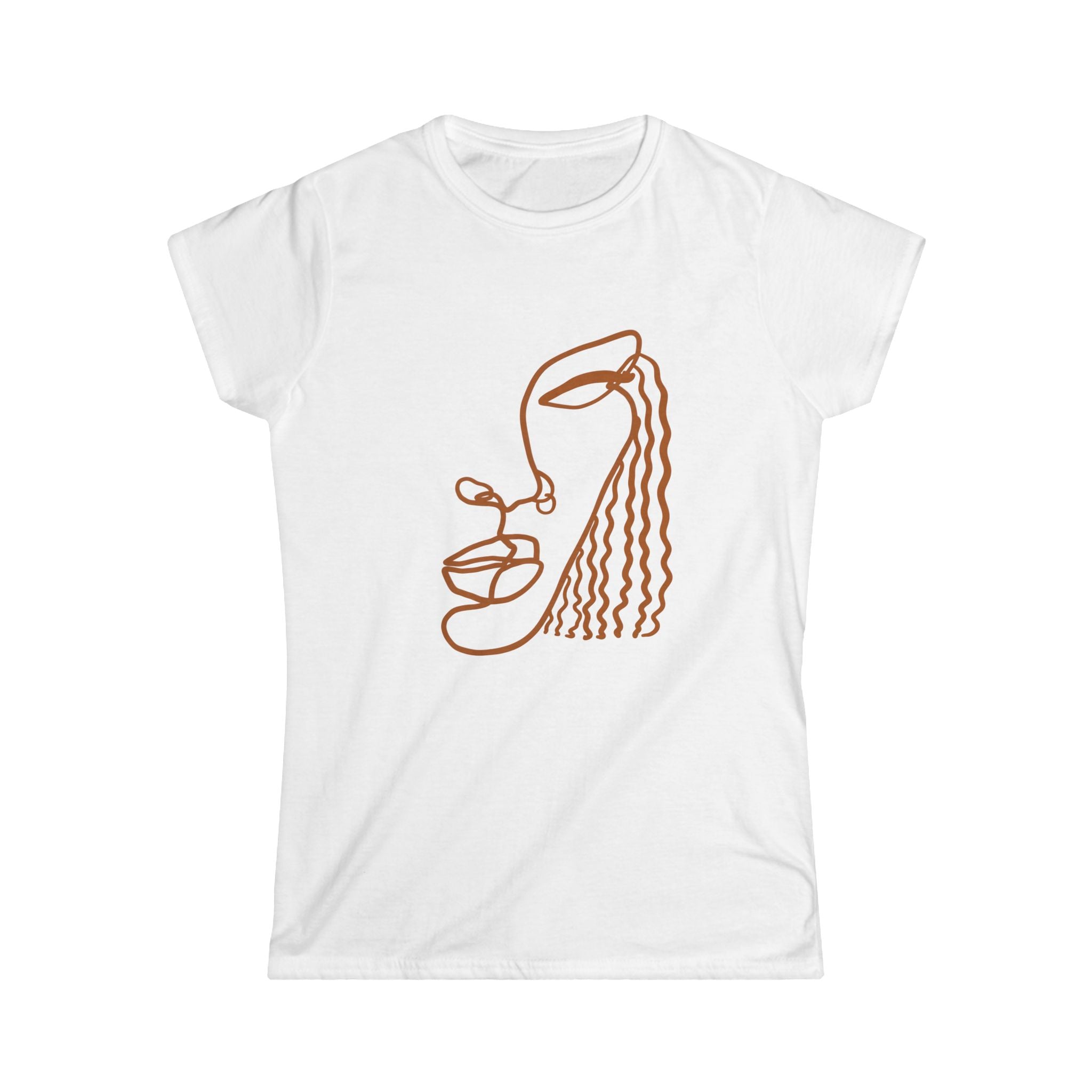 Minimalist Women's Softstyle Tee – Abstract Line Art Design