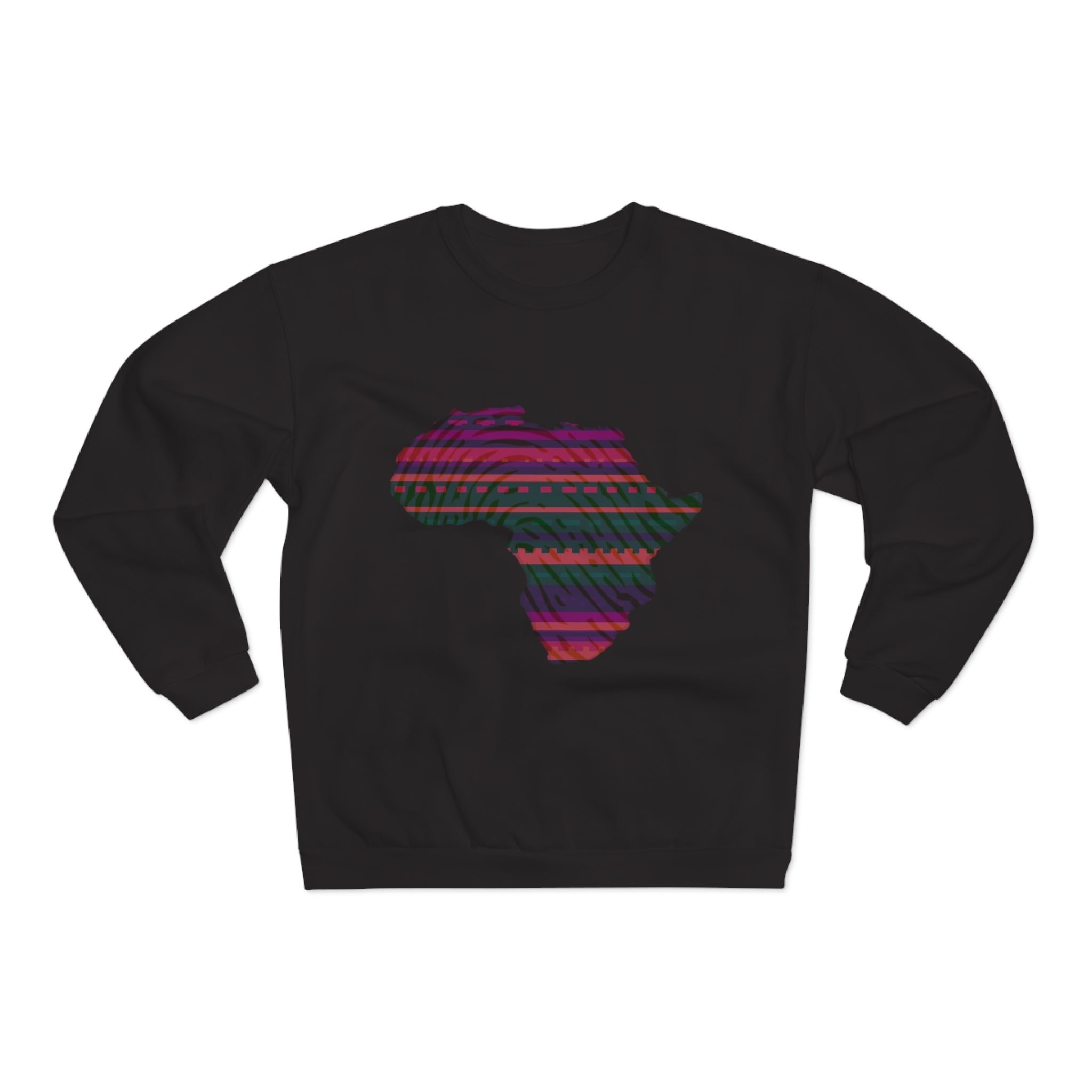 Colorful Africa Map Unisex Crew Neck Sweatshirt, Cozy Fashion, Gift for Travelers, Casual Wear, African Pride Apparel
