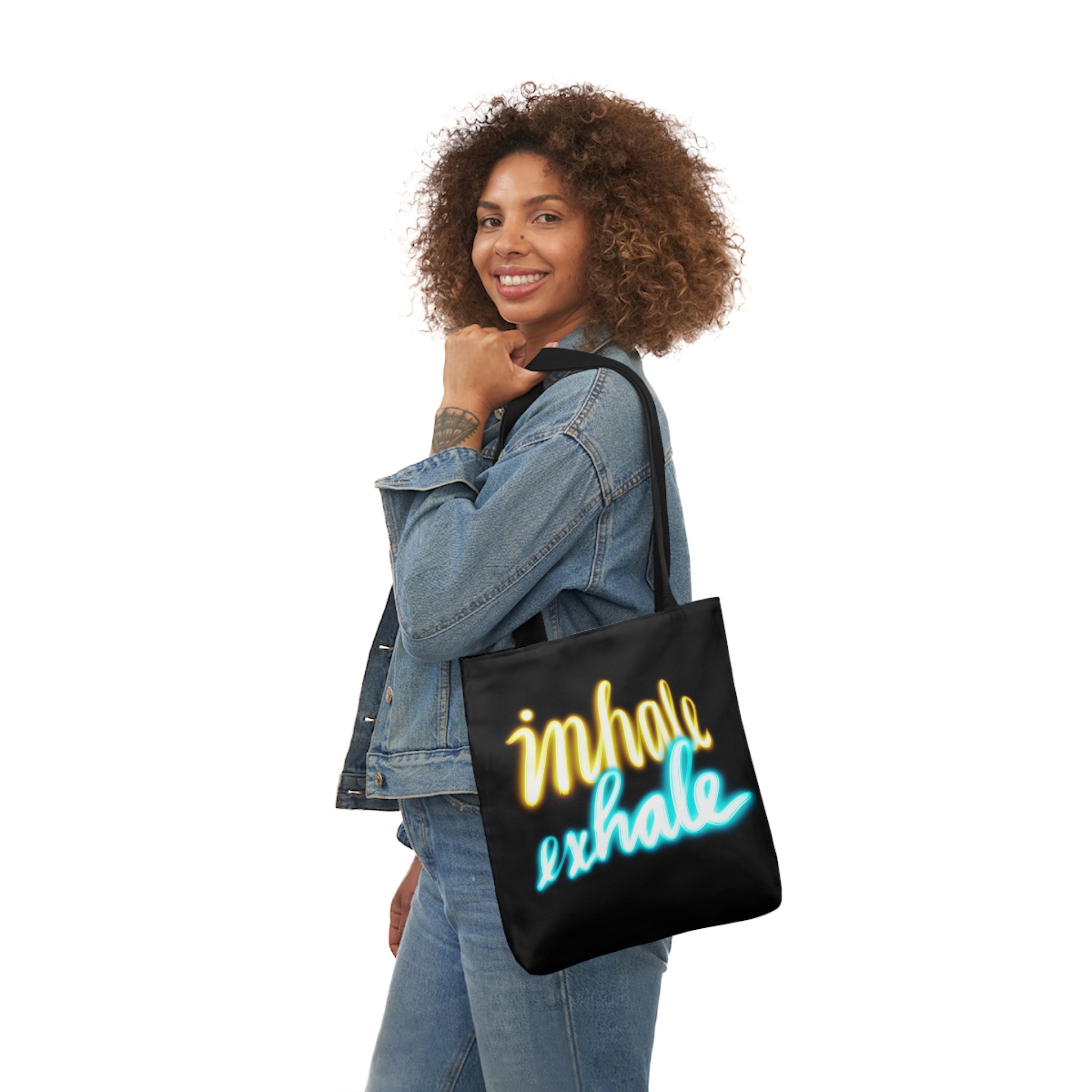 INHALE EXHALE Canvas Tote Bag, 5-Color Straps