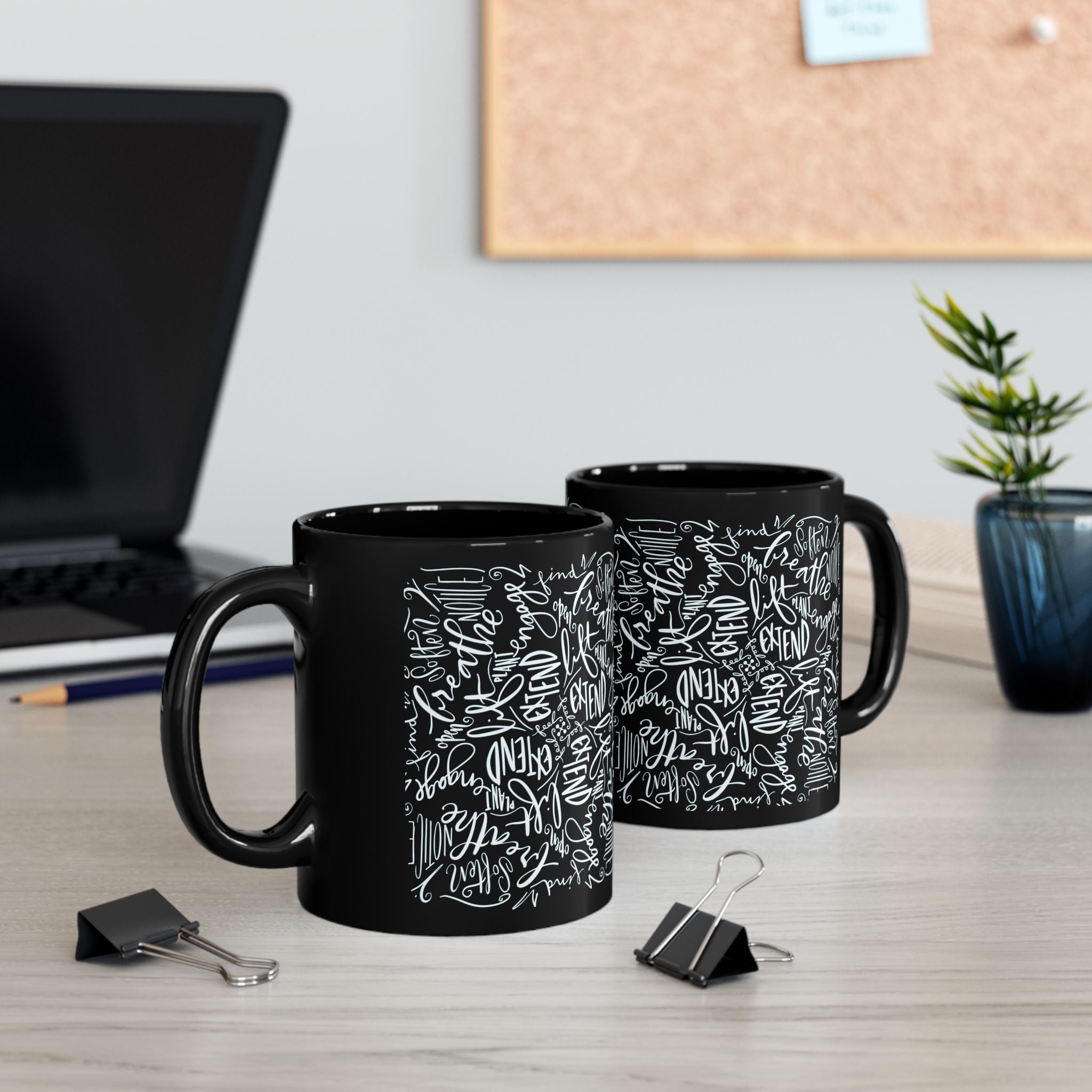 Favorite Yoga Cues Calligraphy Word Art Coffee Mug – Hand-Lettered Script Design (11oz)