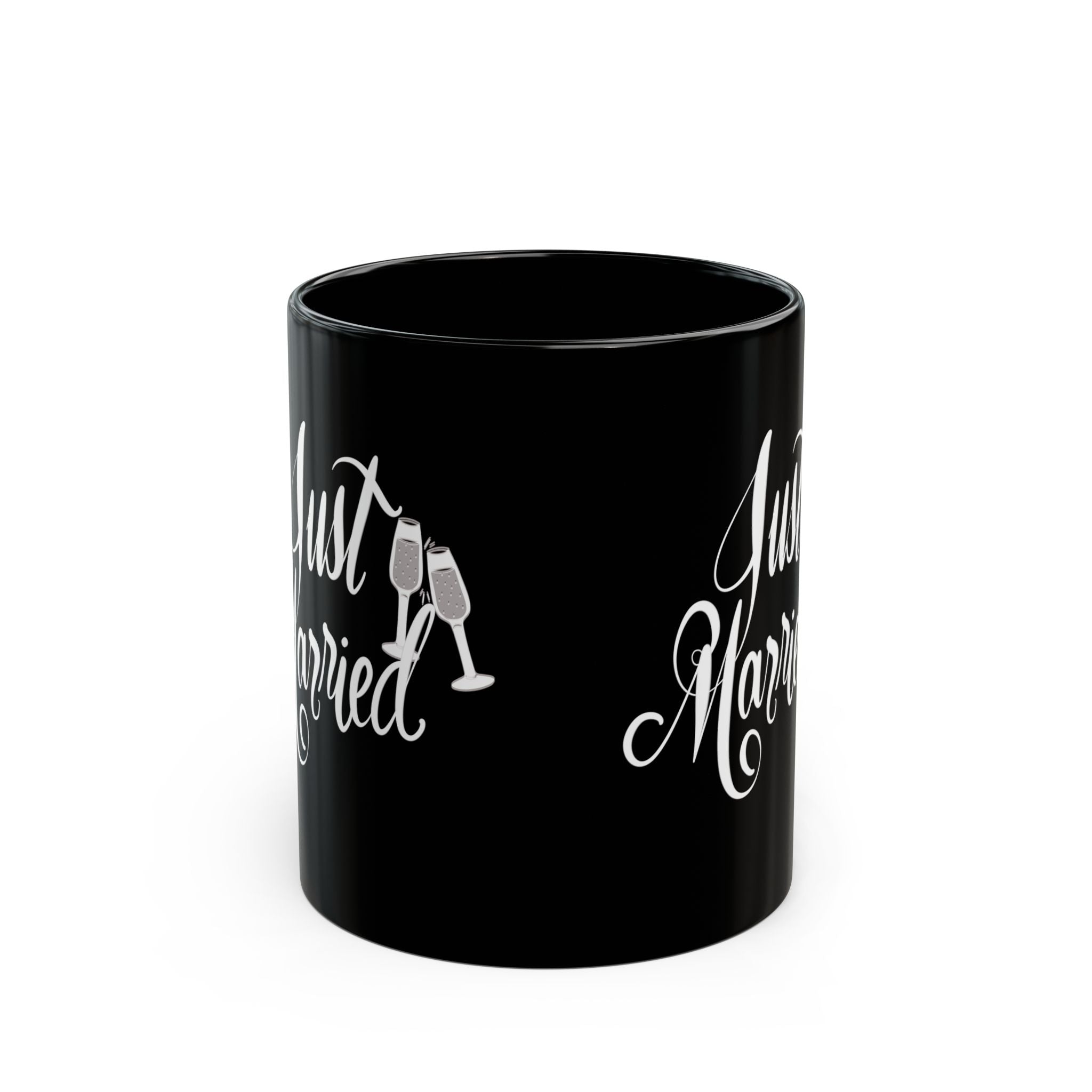 JUST MARRIED Black Mug (11oz)