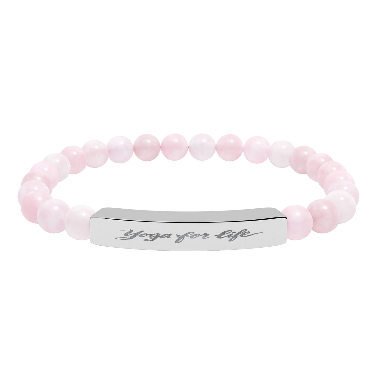 Natural Stone Stretch Bar Bracelet — "Yoga for Life" Engraved
