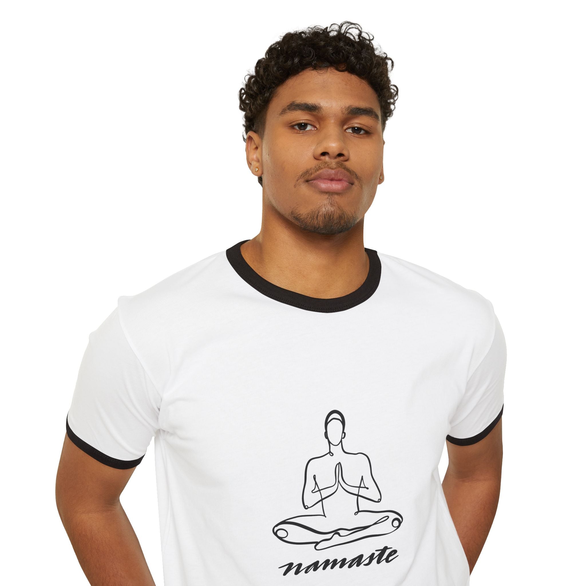 Namaste Unisex Cotton Ringer T-Shirt - Mindfulness Meditation Tee