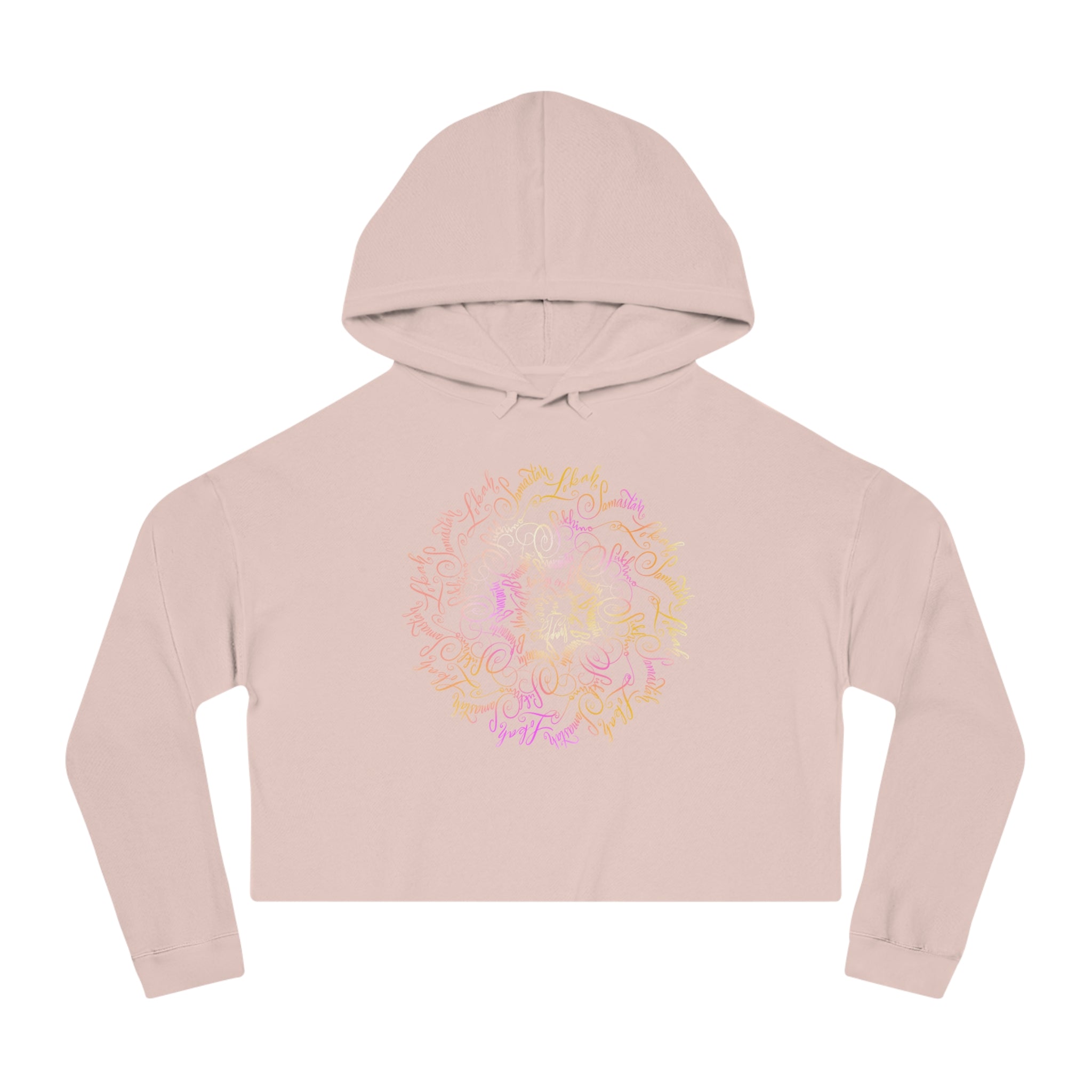 Subtle Mantra Women’s Cropped Hooded Sweatshirt with Unique Hand-drawn Design