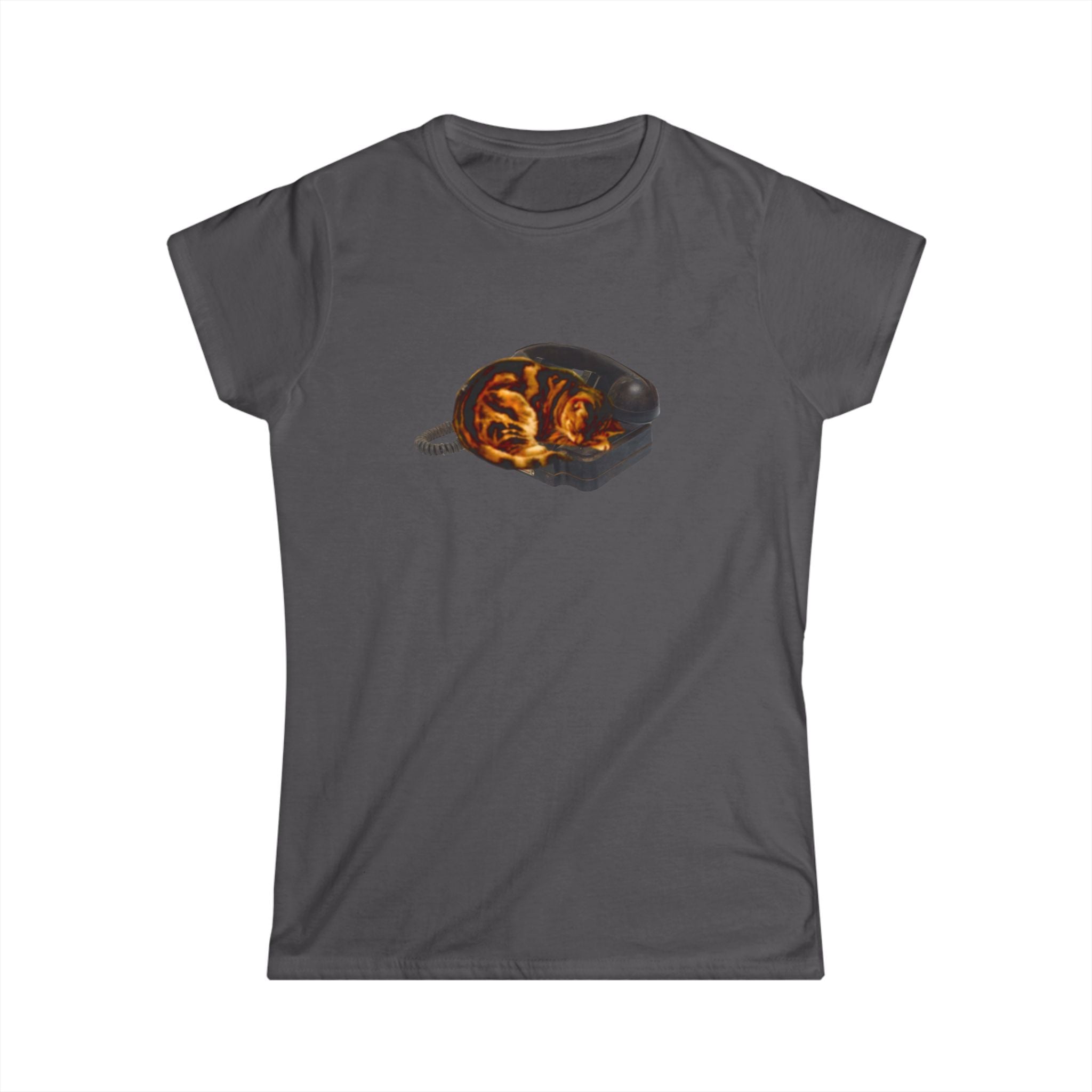 Cat on a Phone Women's Softstyle Tee - Perfect for Cat Lovers, Gift for Birthdays, Casual Wear, Unique Animal Tees, Funny Cat T-Shirt