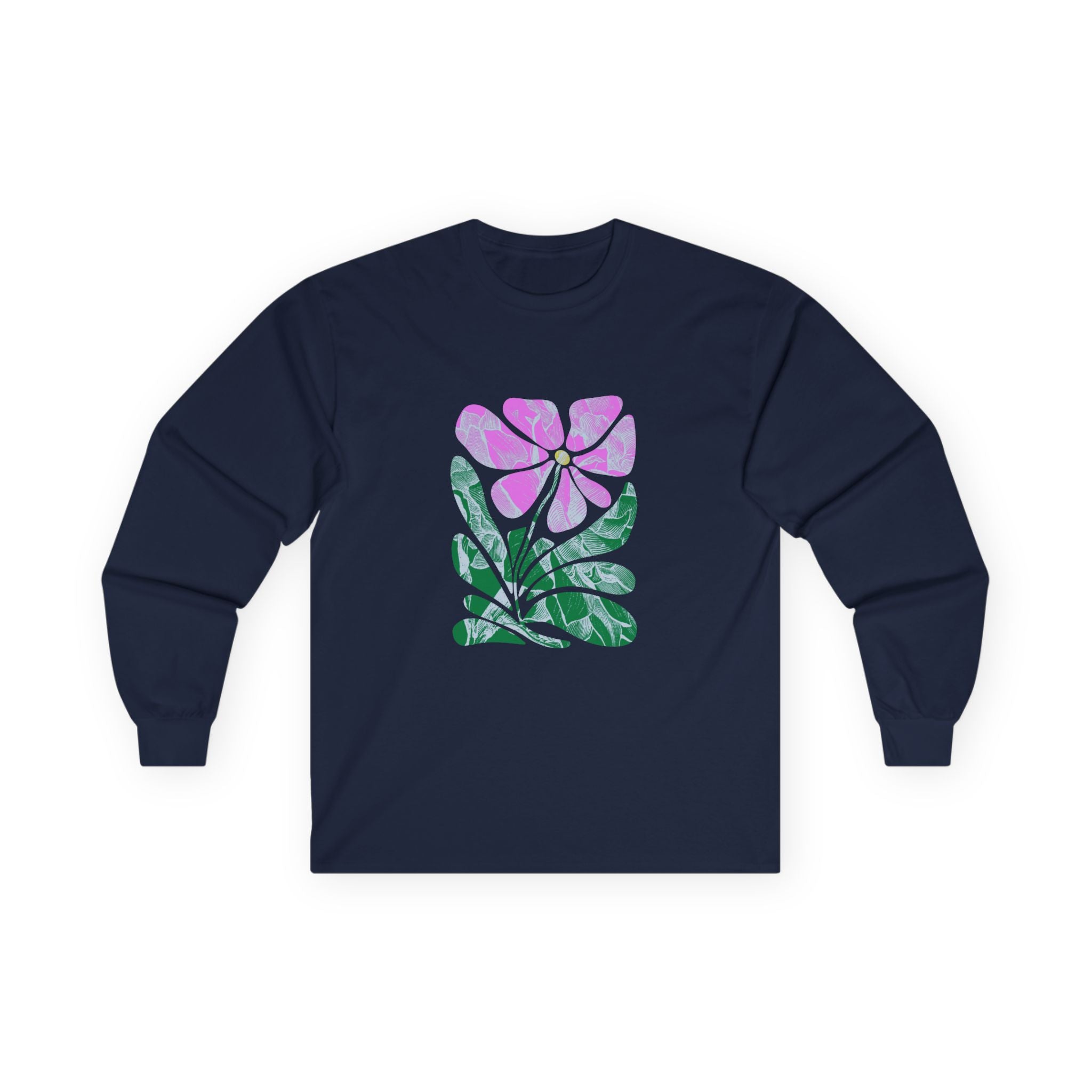 Floral Watercolor Long Sleeve Tee — Pink Bloom Graphic