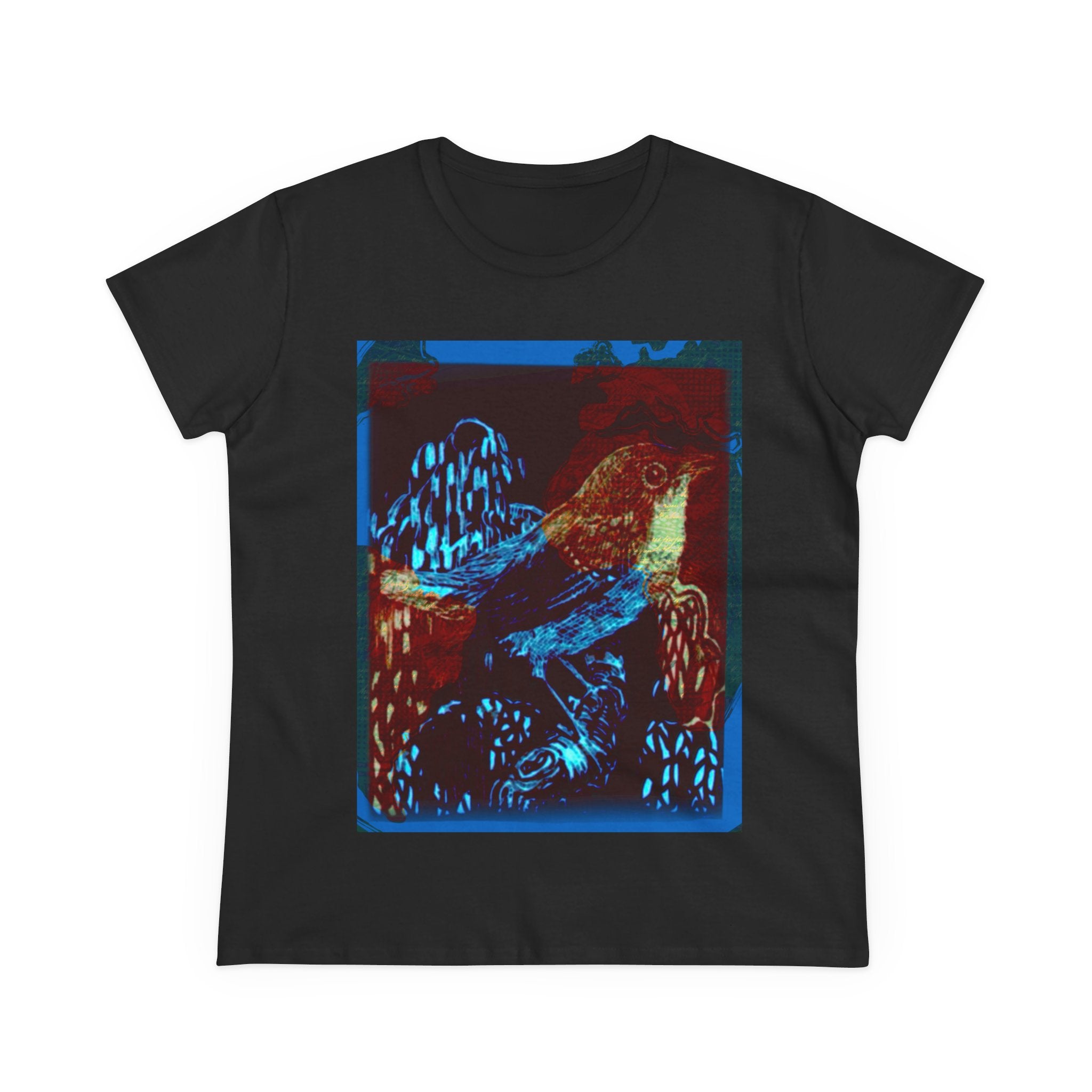 Mystical Bird Graphic Tee for Women – Stylish Midweight Cotton T-Shirt