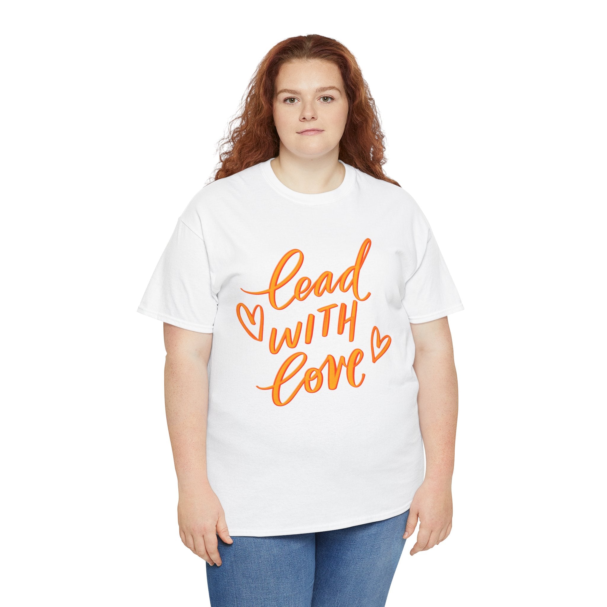 Lead with Love Unisex Heavy Cotton Tee - Heartfelt Message Tee for Everyday Inspiration