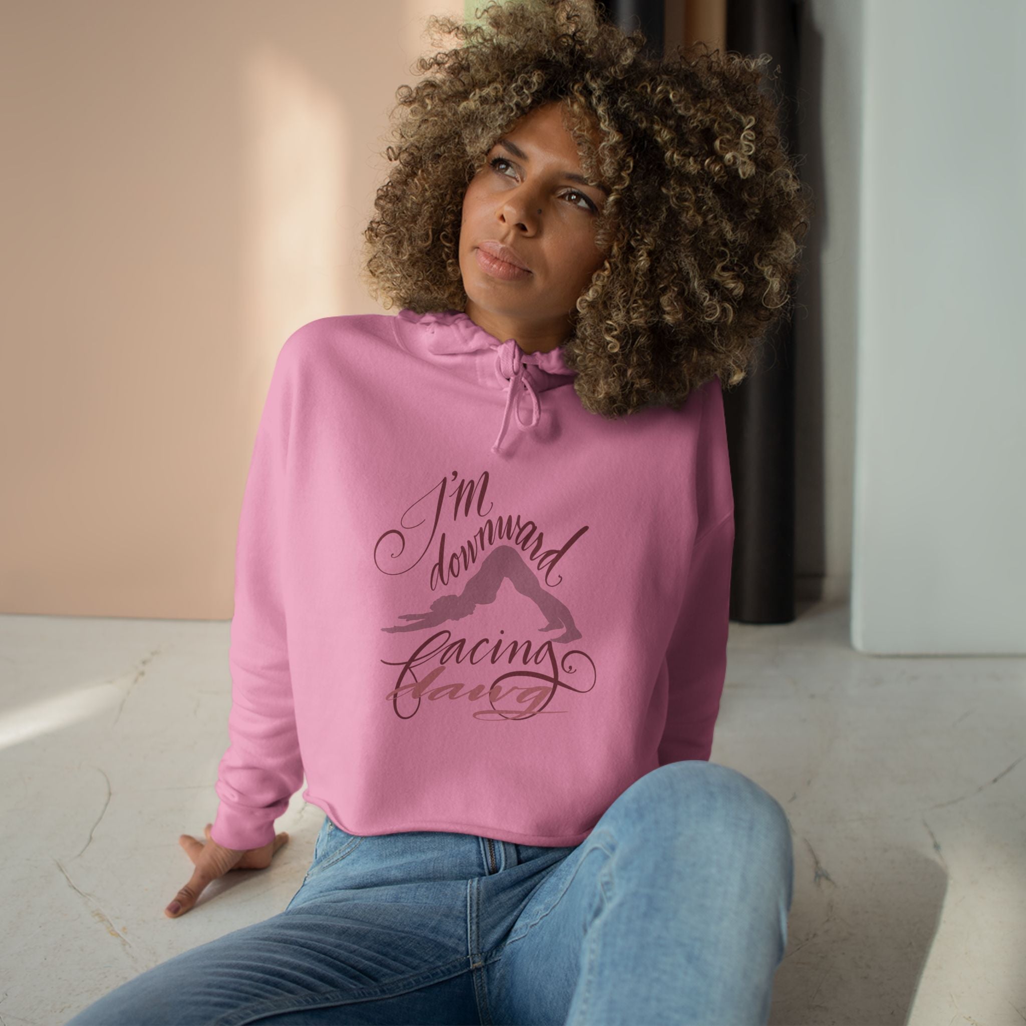 Yoga Crop Hoodie - "I'm Downward Facing" Design for Comfort and Style