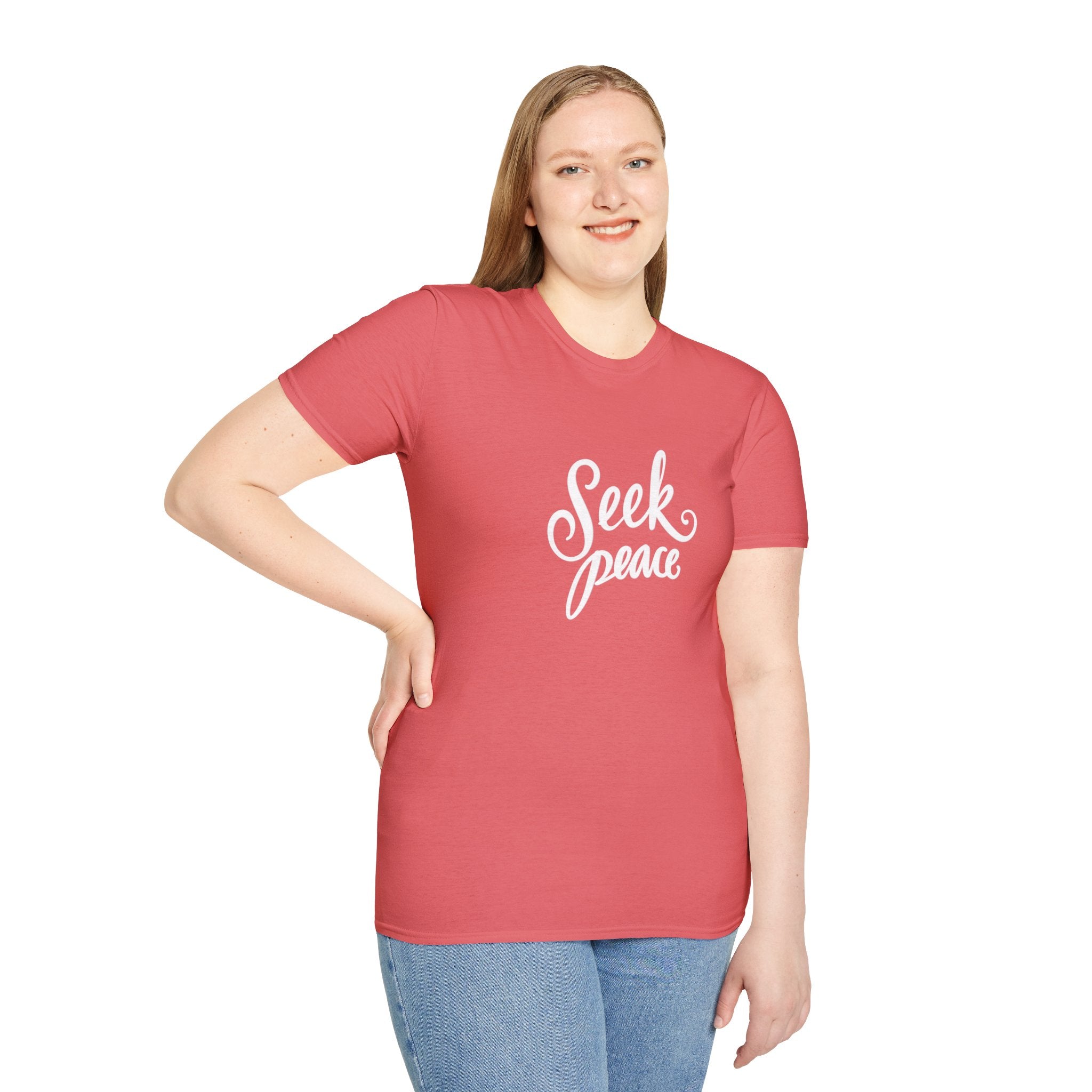 Seek Peace Unisex Softstyle T-Shirt - Vibrant Casual Wear for Mindfulness & Relaxation