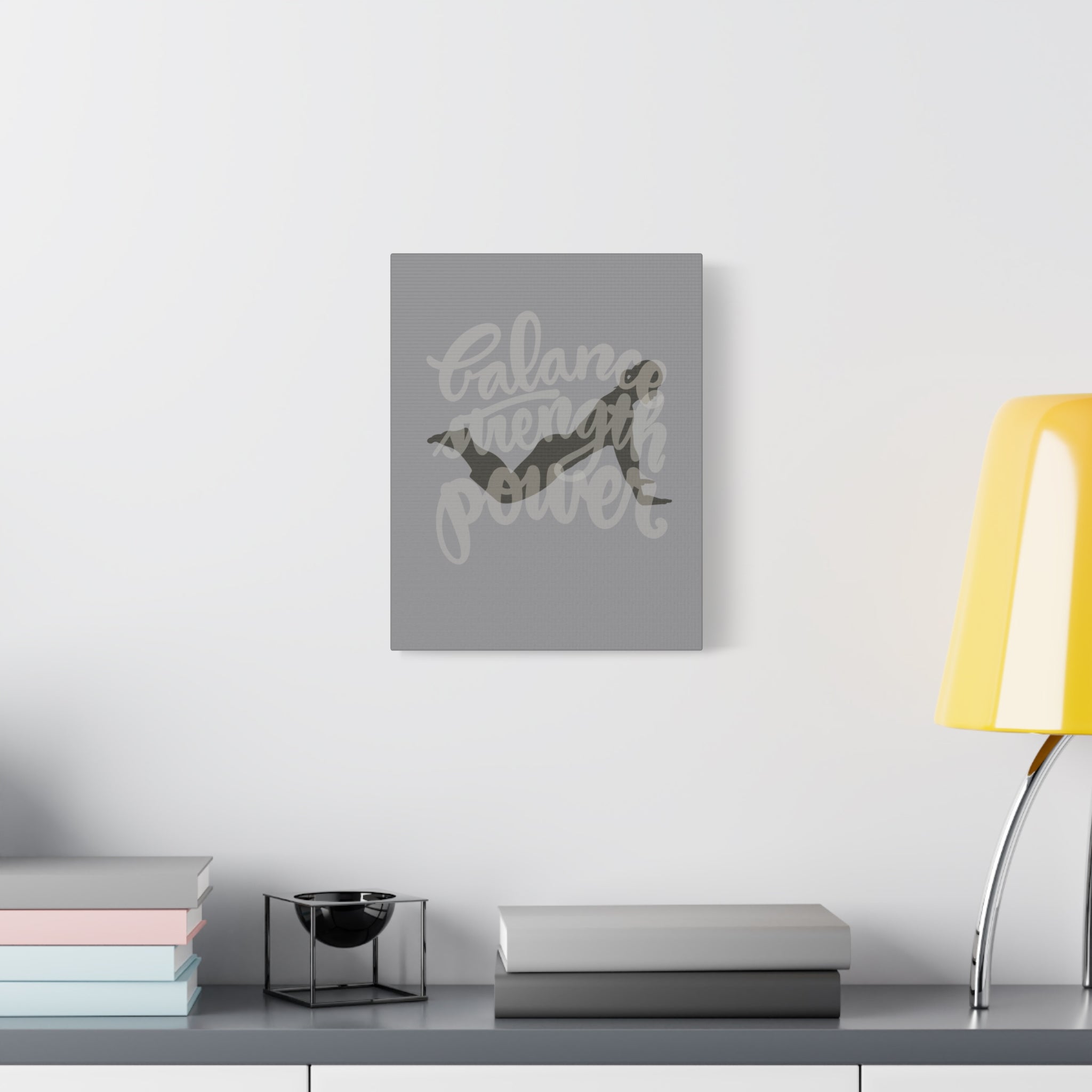 Motivational Wall Art Canvas Print, original calligraphy and drawing, Balance Strength Power Decor, Inspirational Home Office Art, Fitness Room Decor, Modern Canvas