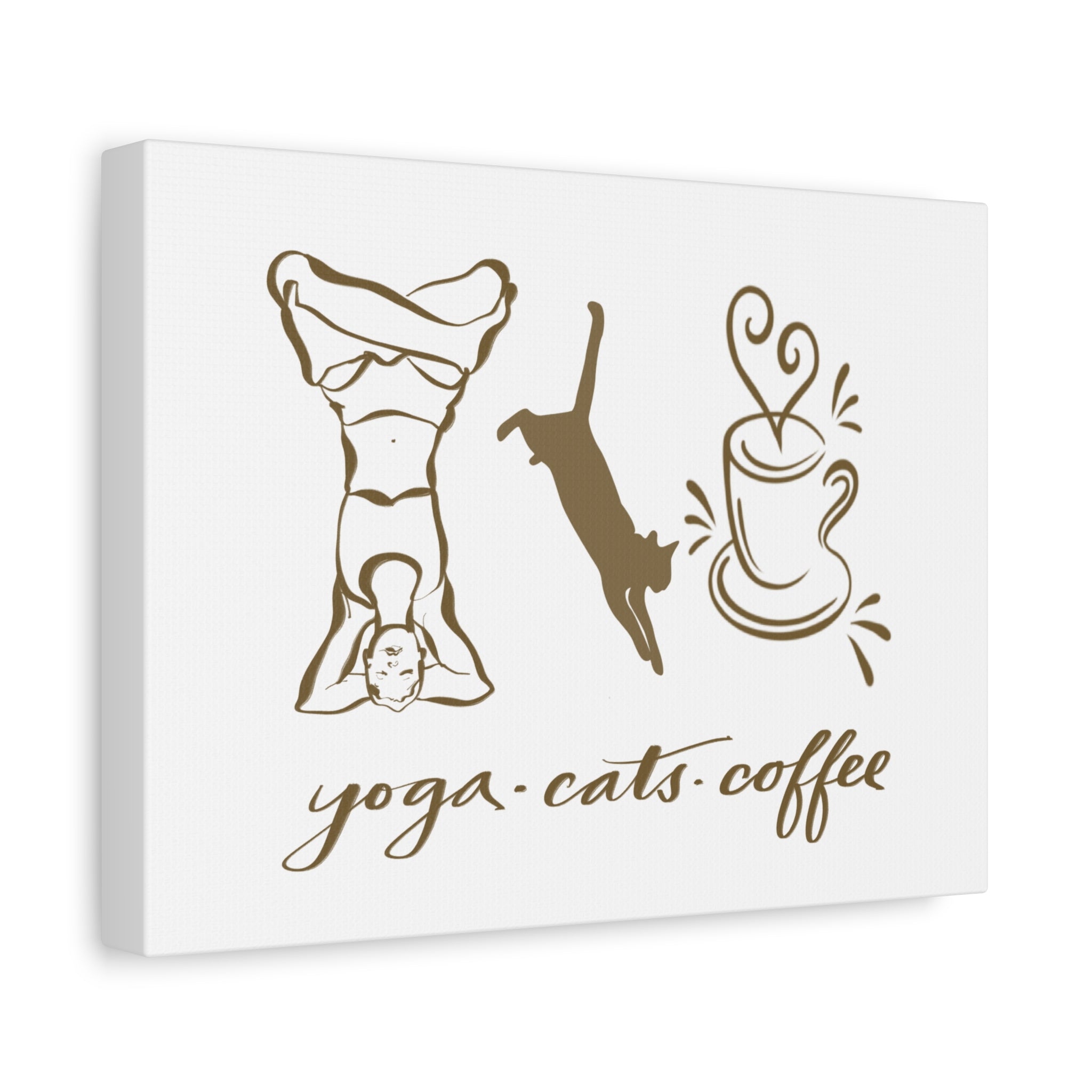 Yoga Cats Coffee Canvas Wall Art, Perfect Gift for Cat Lovers, Yoga Enthusiasts, Coffee Addicts, Home Decor