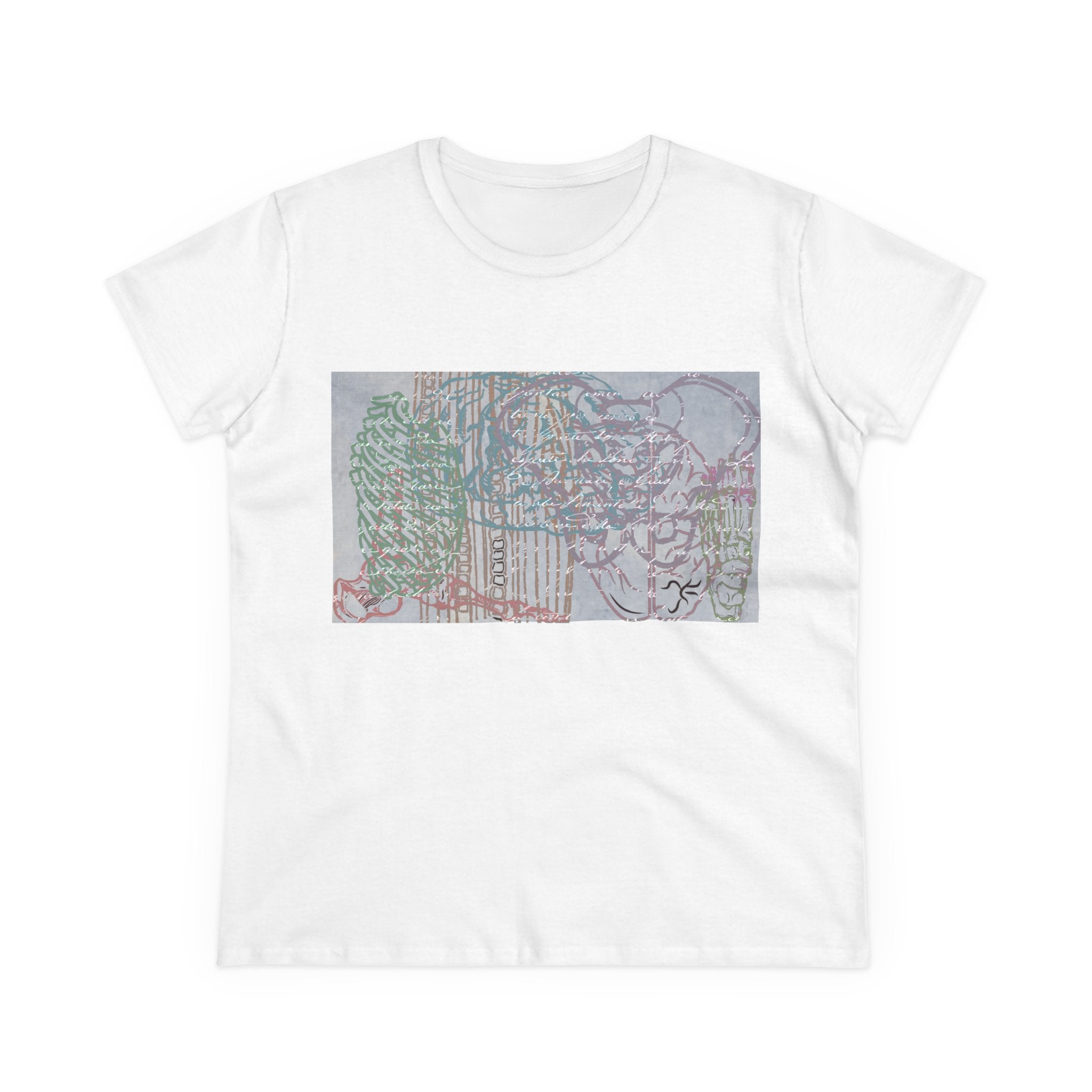 Artistic Women's Cotton Tee, Graphic T-Shirt, Casual Wear, Gift for Her, Summer Top, Unique Fashion, Everyday Wear
