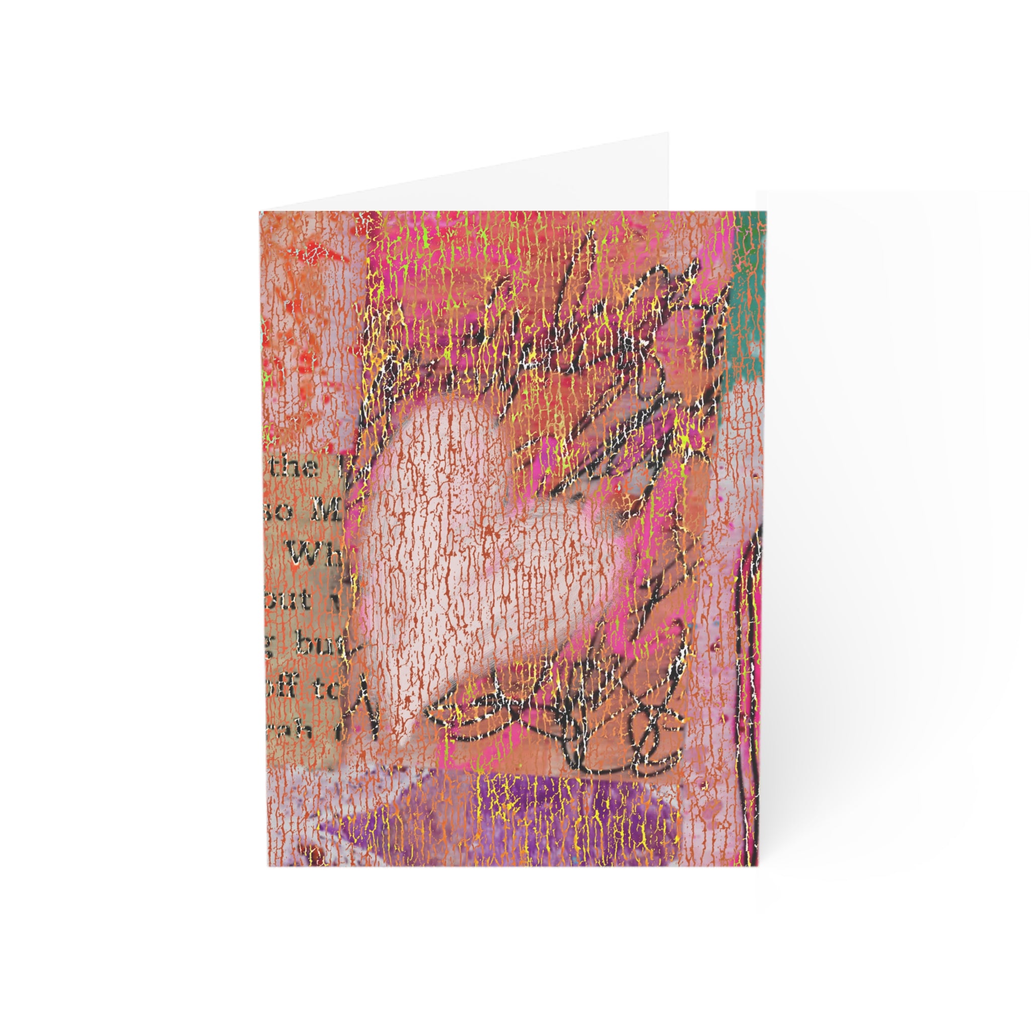Abstract Pink Heart Greeting Card — Romantic Love Note, Blank Inside (1/10/30/50 pcs)