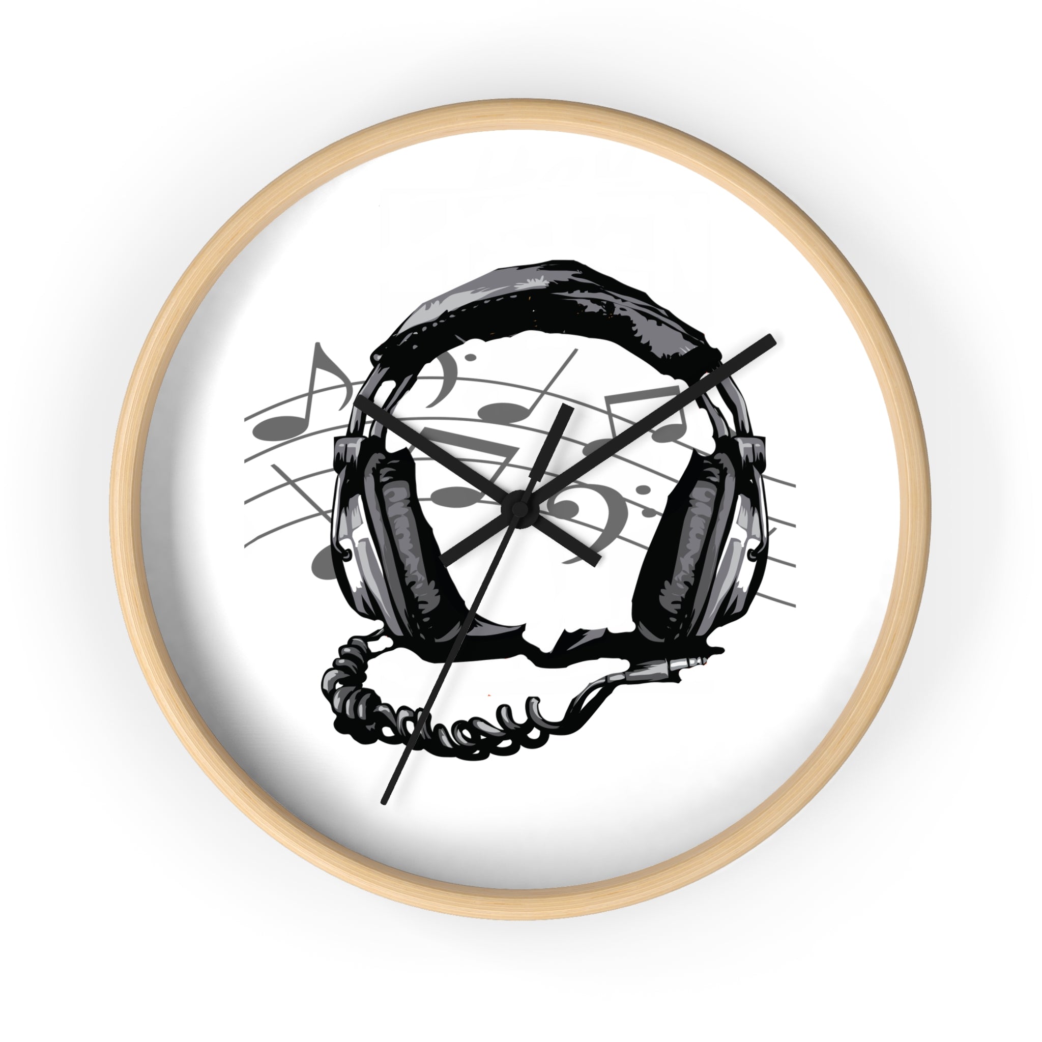 Music Lover's Wall Clock, Headphones Home Decor, Unique Gift for Musicians, Music Room Accessories, Stylish Timepiece