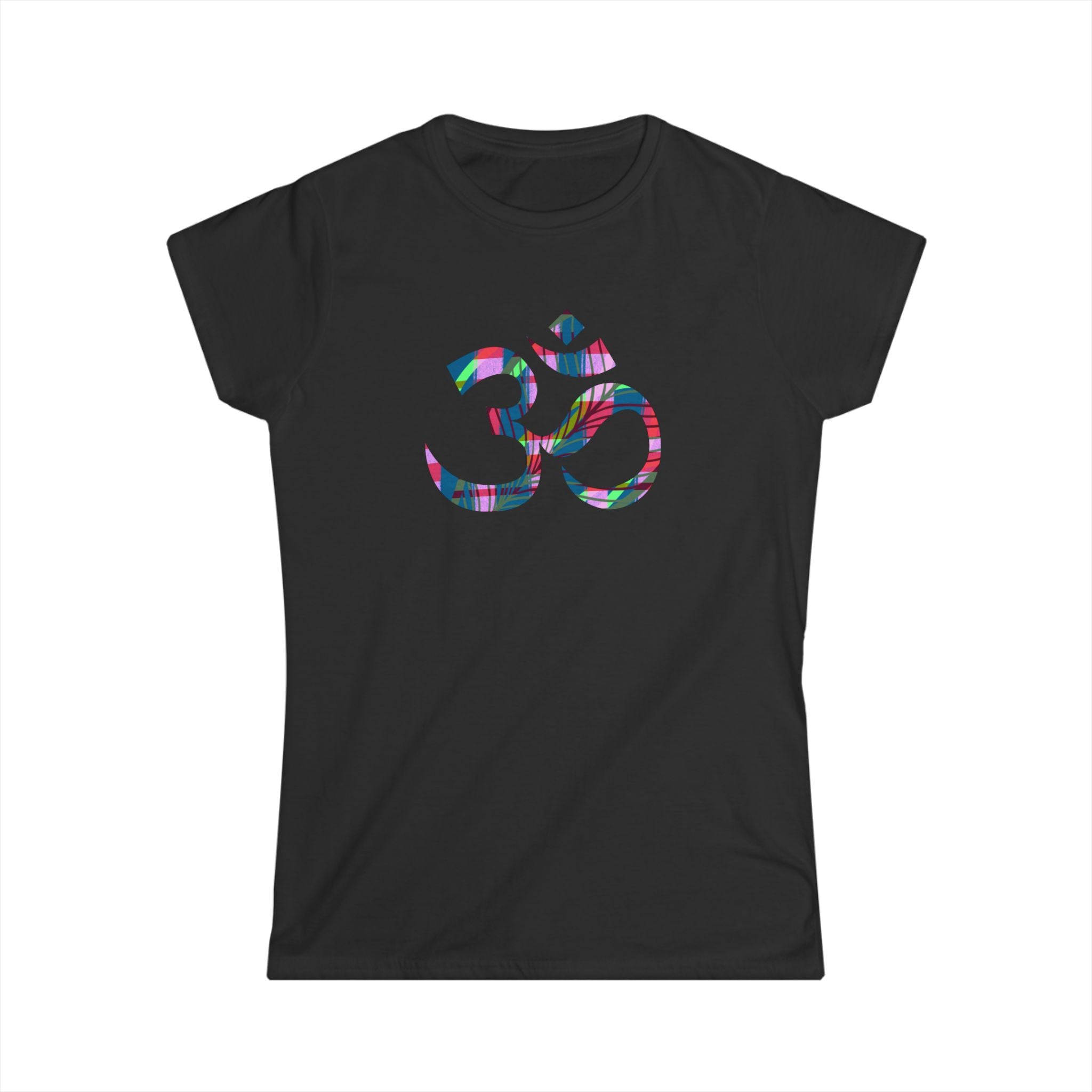 Colorful Om Symbol Women's Softstyle Tee - Perfect for Yoga & Mindfulness