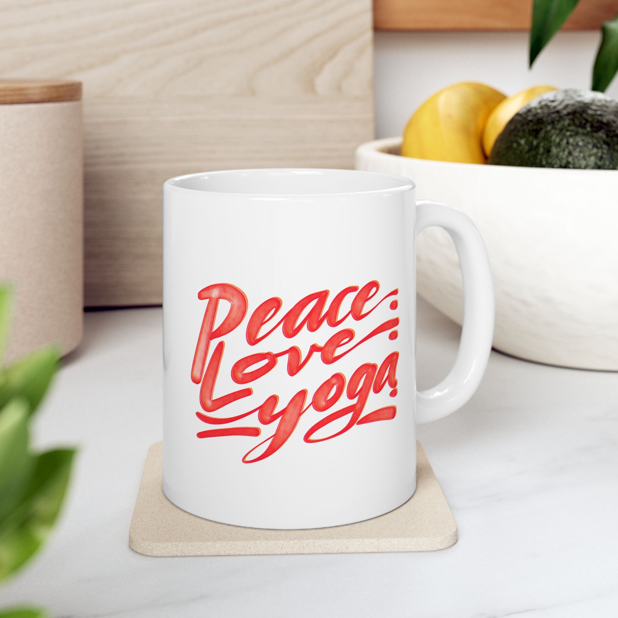 PEACE LOVE YOGA, (11oz,)