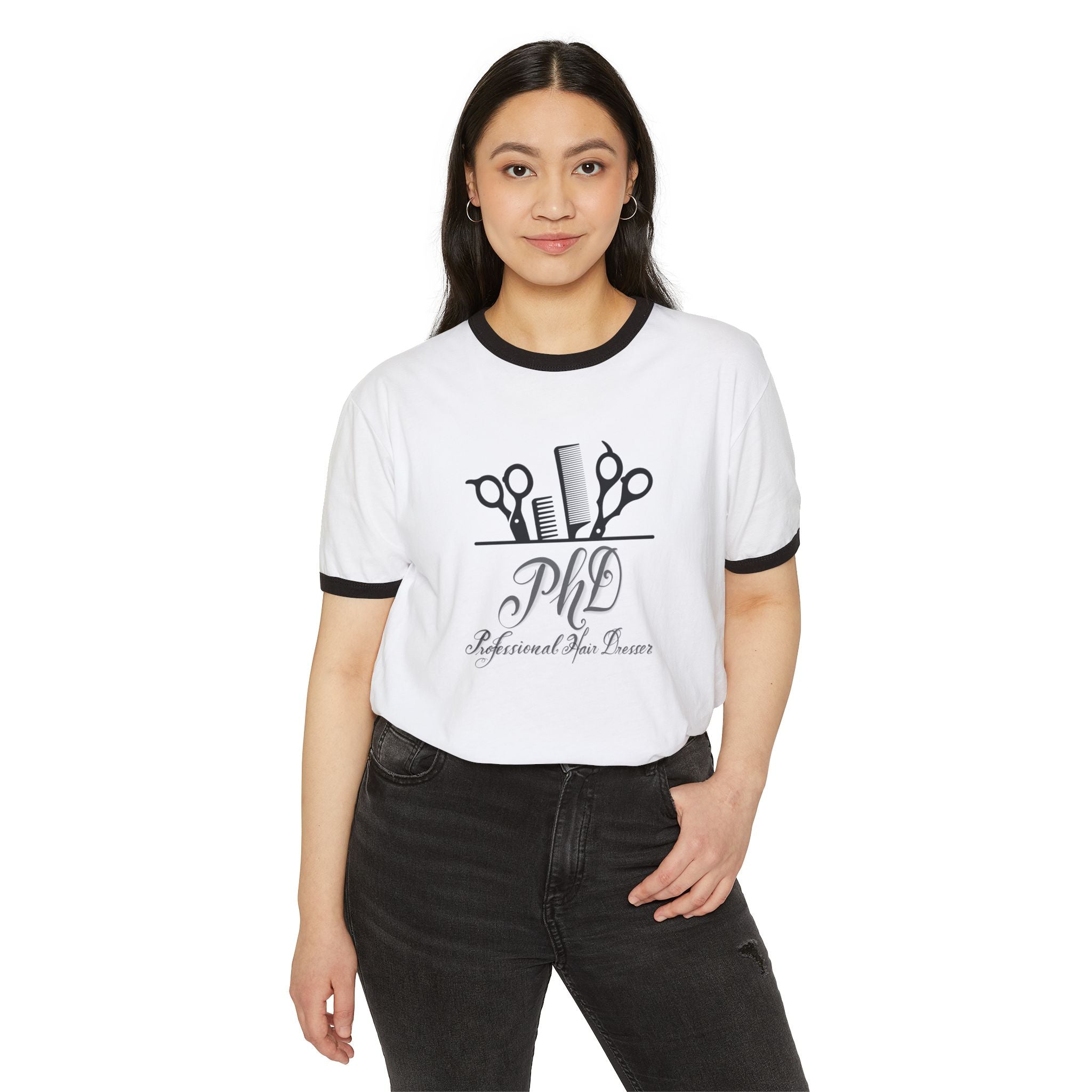 PhD Professional Hair Dresser Unisex Cotton Ringer T-Shirt