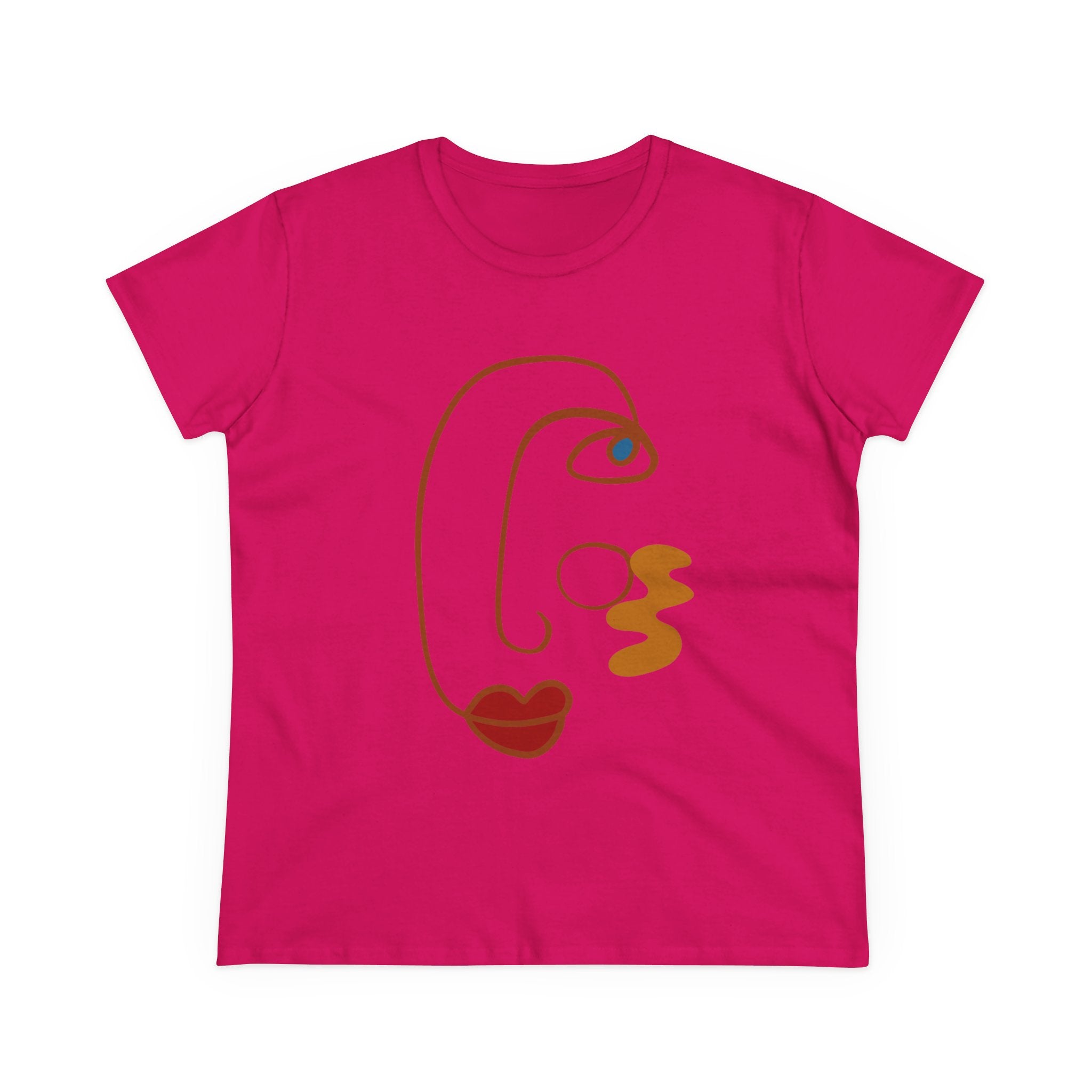 Stylish Abstract Art Tee for Women - Midweight Cotton Casual Top