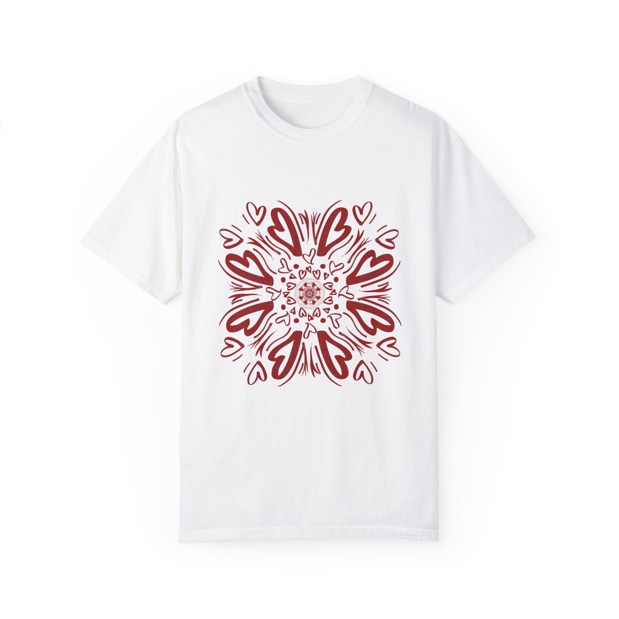 Heart Mandala Unisex Garment-Dyed T-Shirt for Valentine's Day