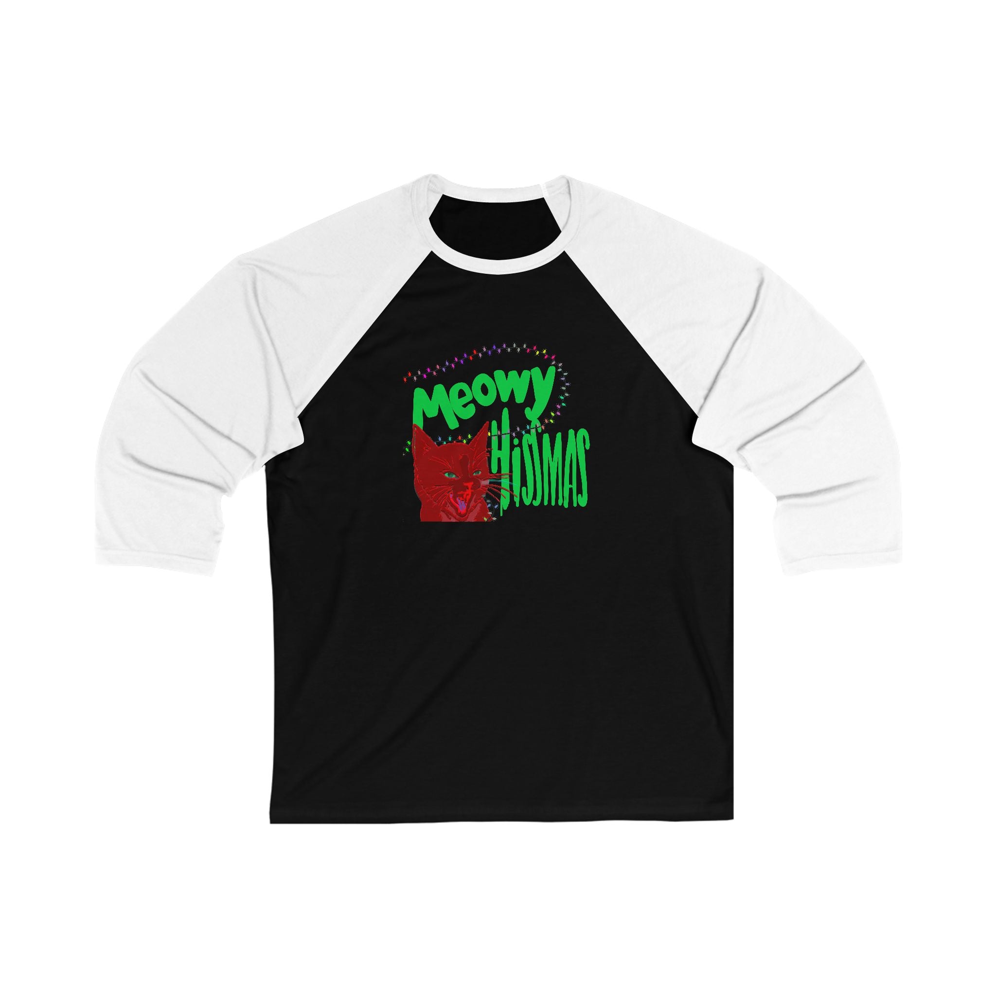 MEOWY HISSMAS 3\4 Sleeve Baseball Tee