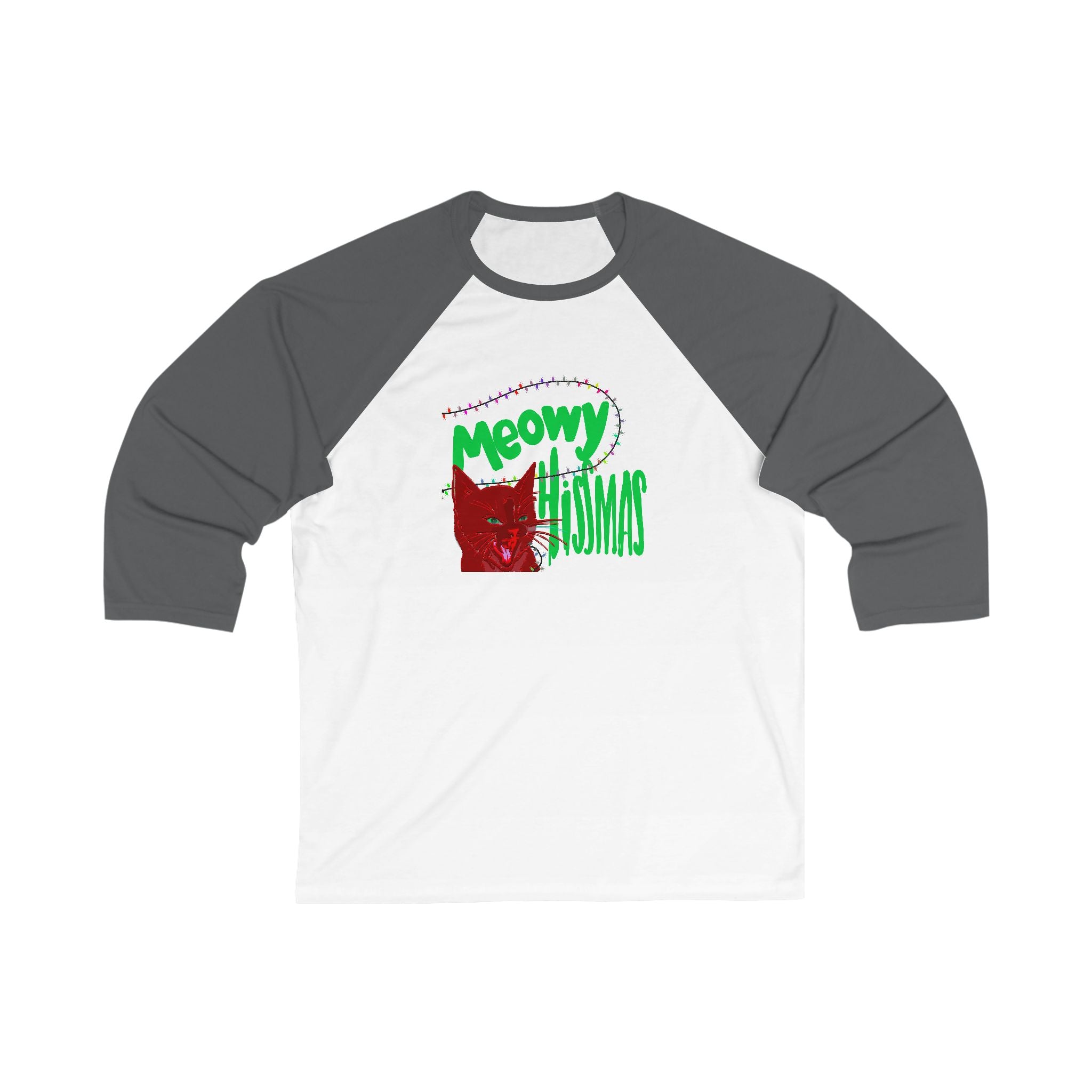 MEOWY HISSMAS 3\4 Sleeve Baseball Tee