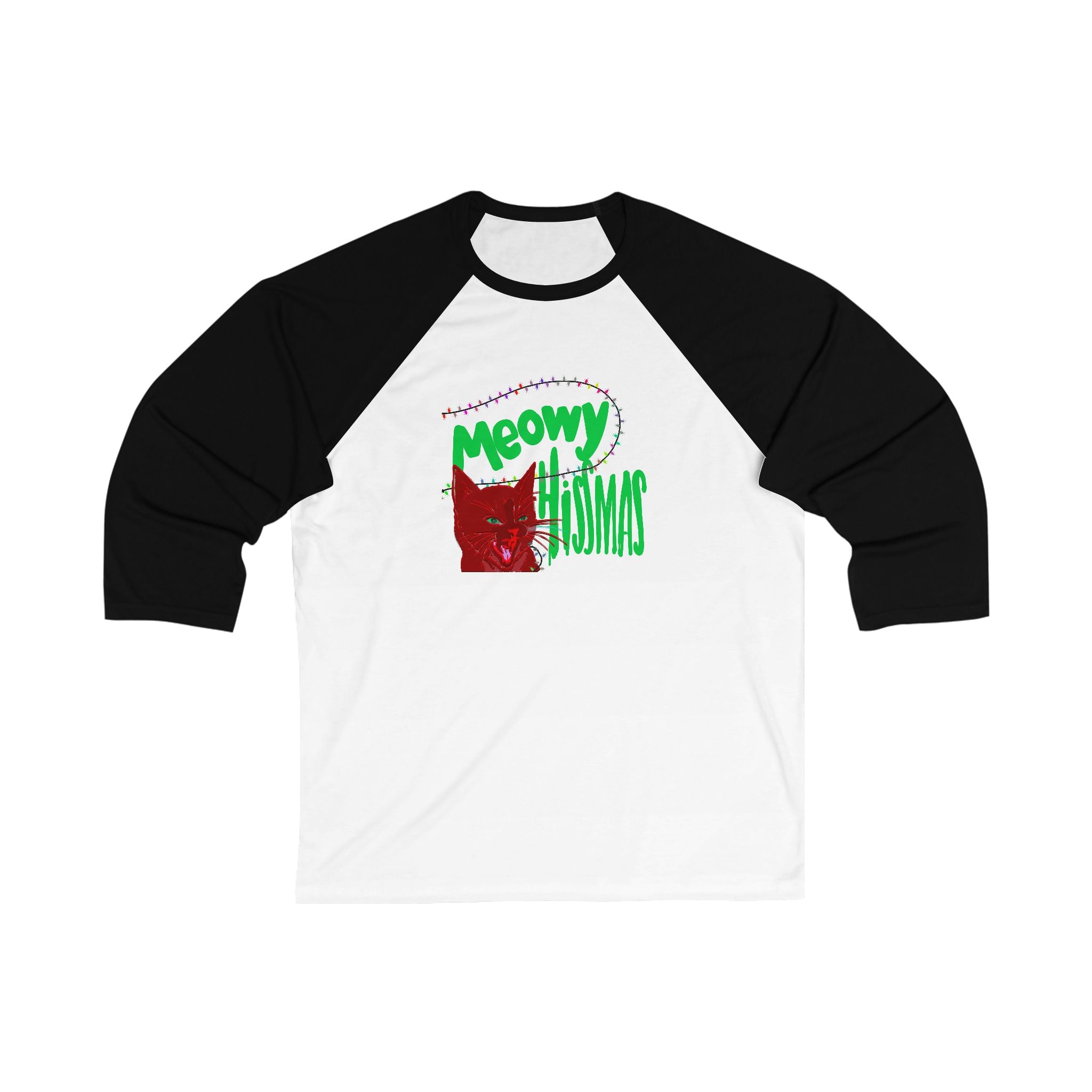 MEOWY HISSMAS 3\4 Sleeve Baseball Tee