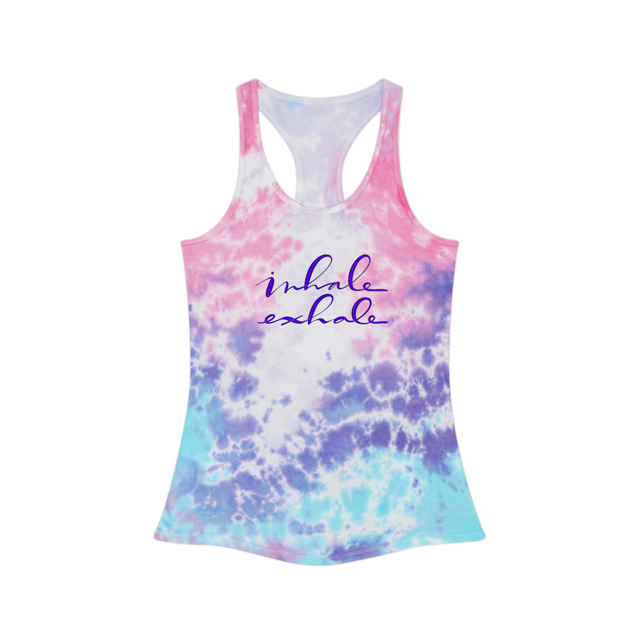Inhale Exhale Tie Dye Racerback Tank Top - Comfortable & Colorful Fitness Wear