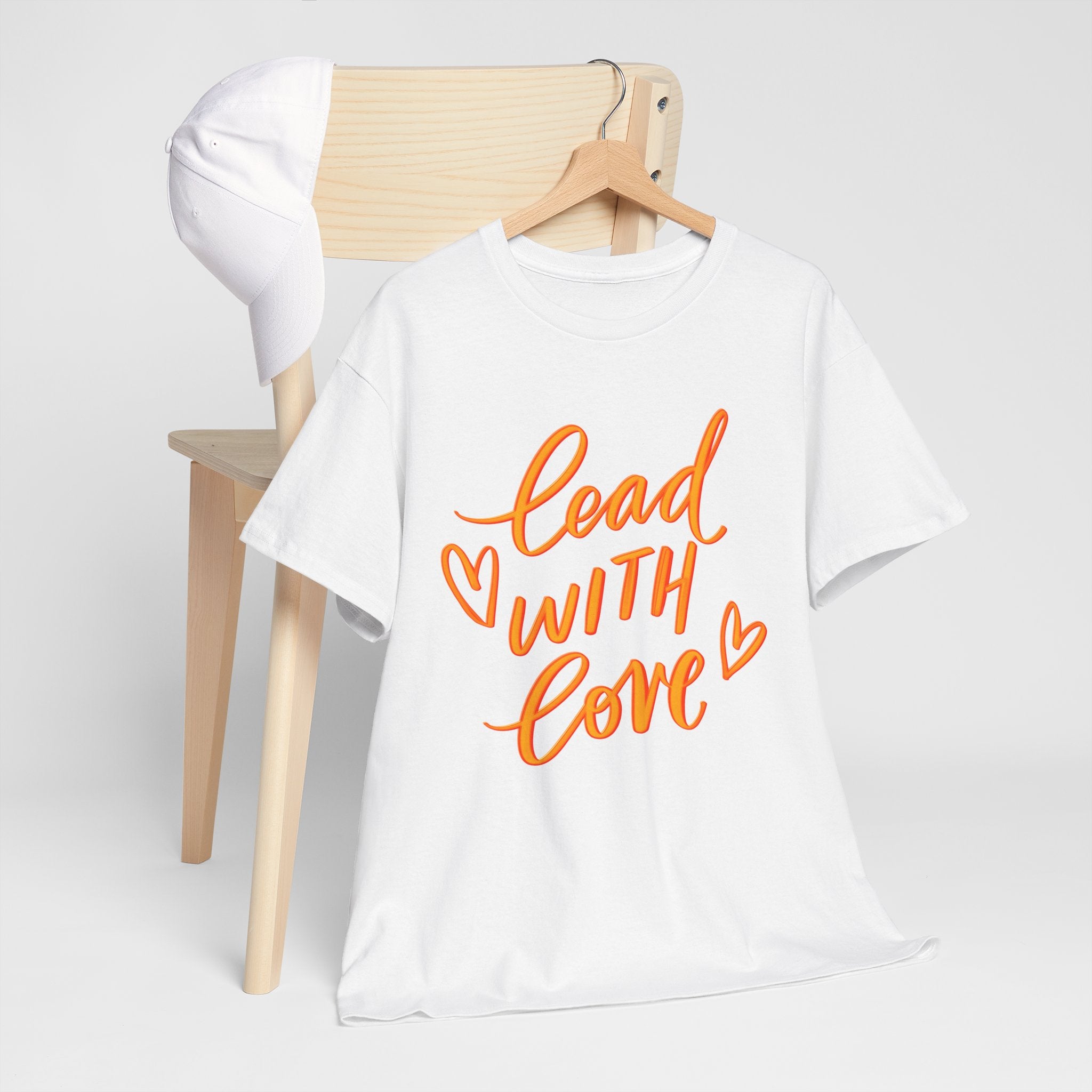 Lead with Love Unisex Heavy Cotton Tee - Heartfelt Message Tee for Everyday Inspiration