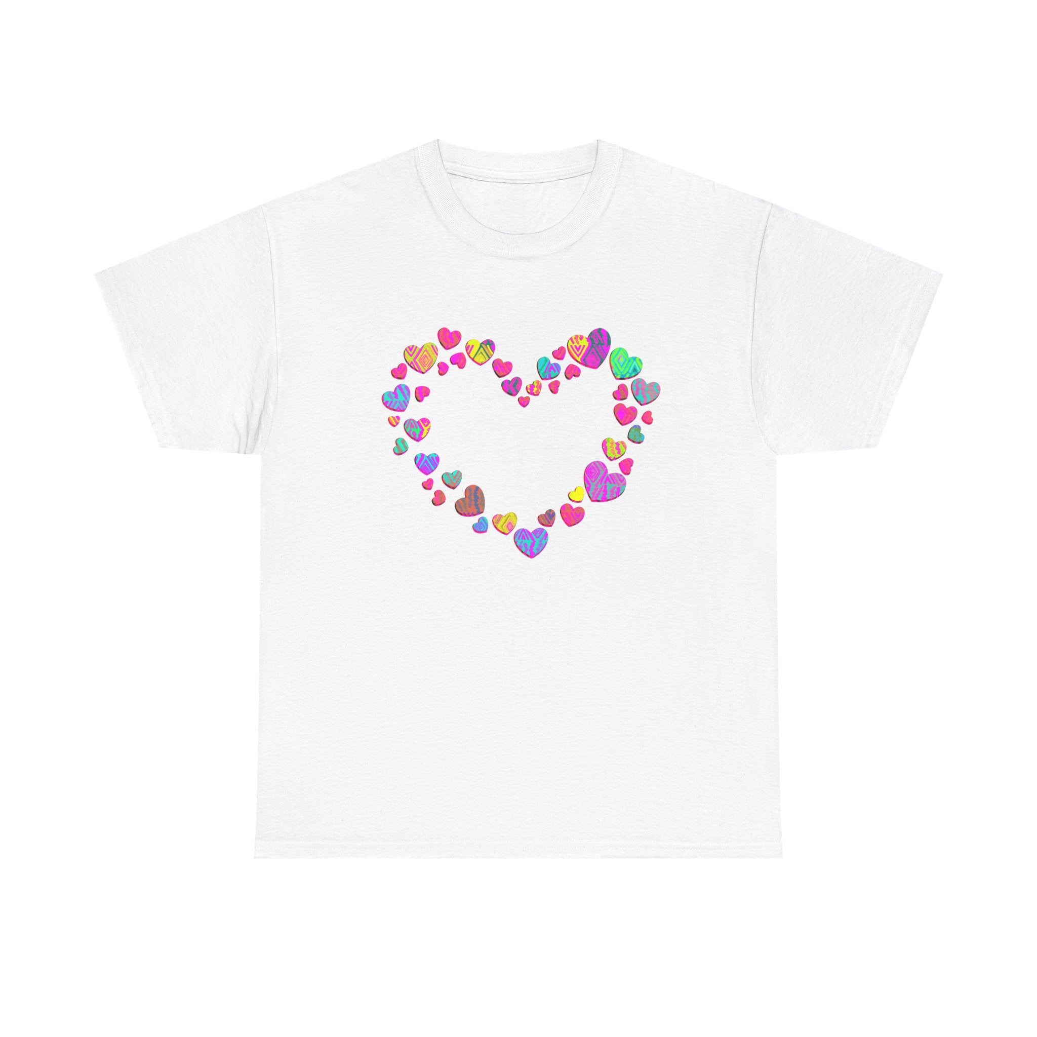 Colorful Heart With subtle African print pattern Unisex Heavy Cotton Tee - Perfect for Love, Friendship & Celebrations