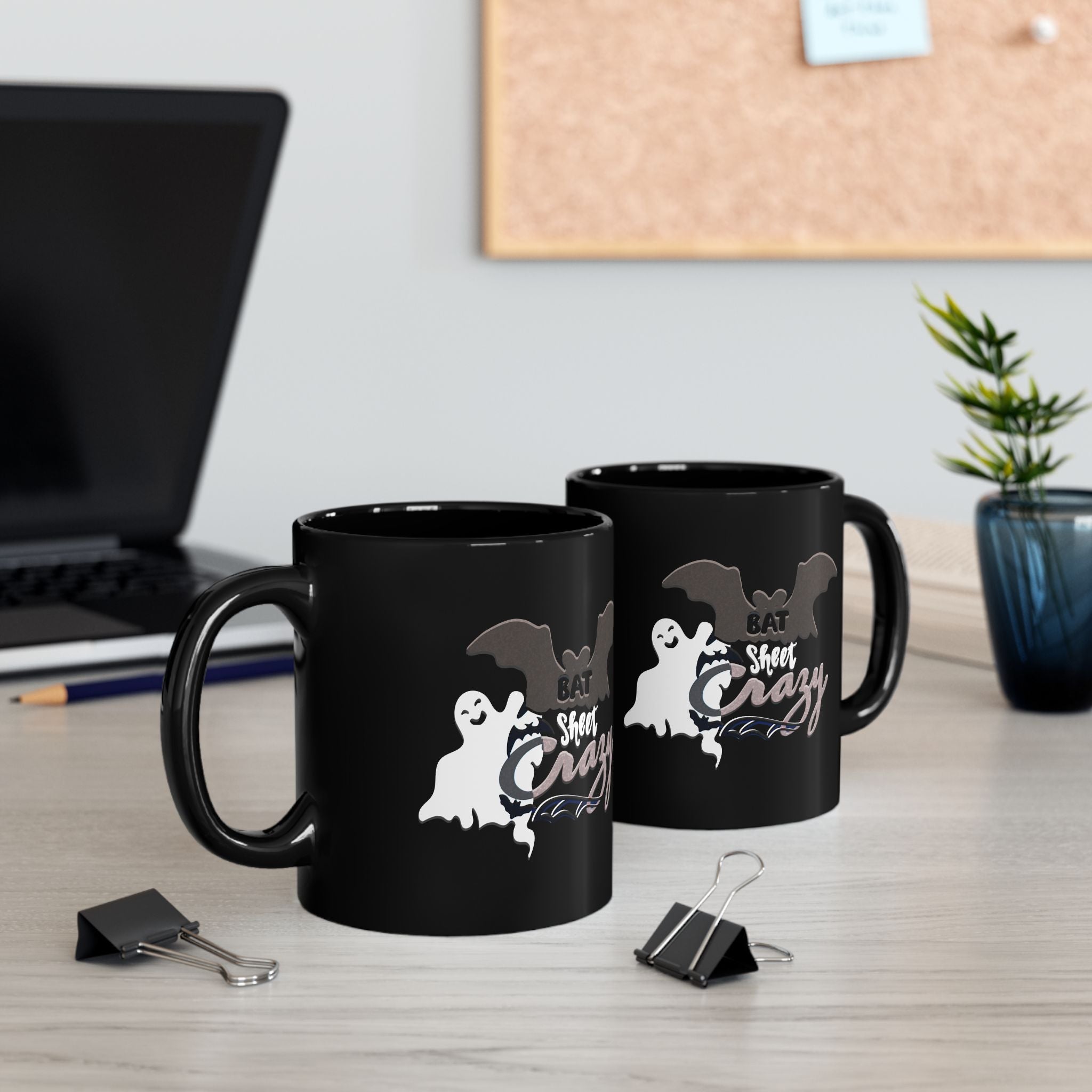 BAT SHEET CRAZY Black Mug (11oz)