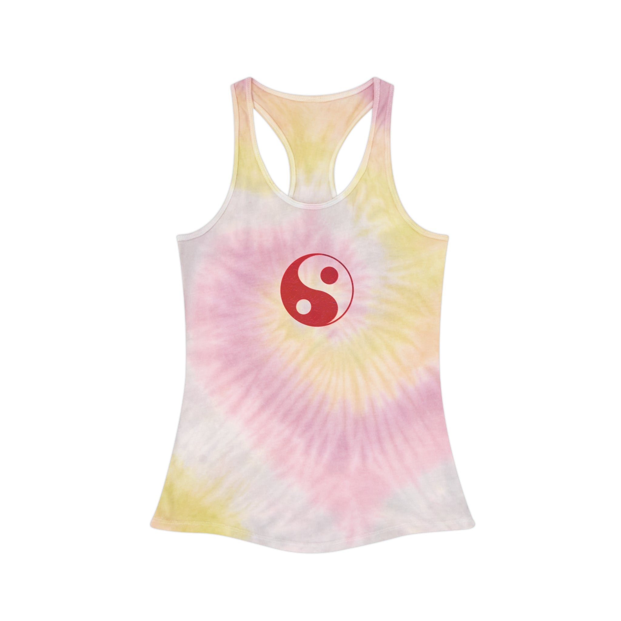 Yin Yang Tie Dye Racerback Tank Top – Soft Summer Style for Yoga & Festivals