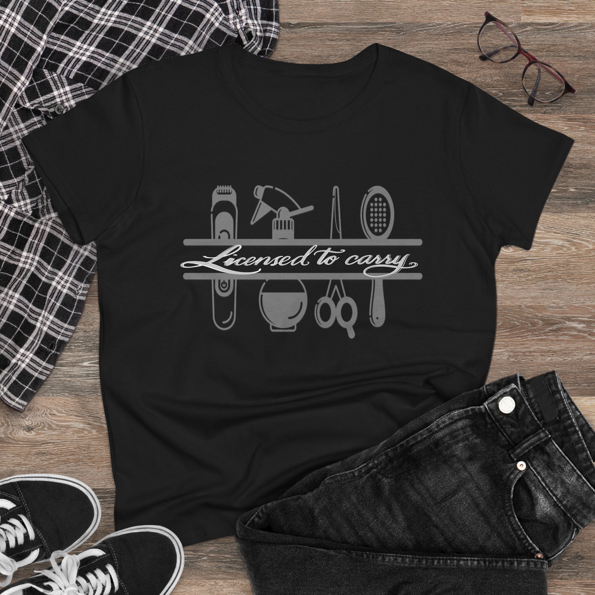 Licensed to Carry Women's Midweight Cotton Tee - Perfect for Barbers and Hair Stylists