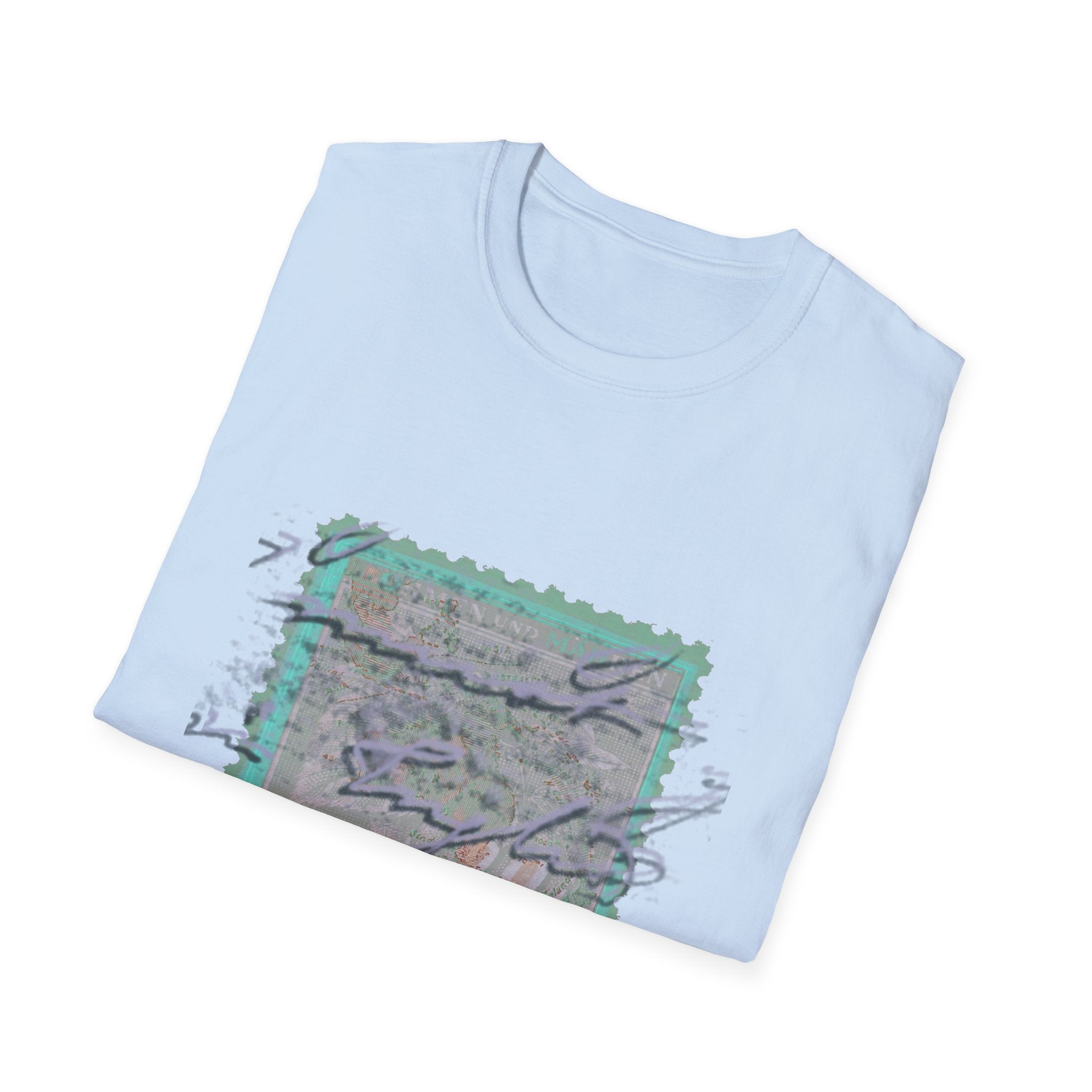 Vintage Postage Stamp Graphic Tee – Handwritten Script Design