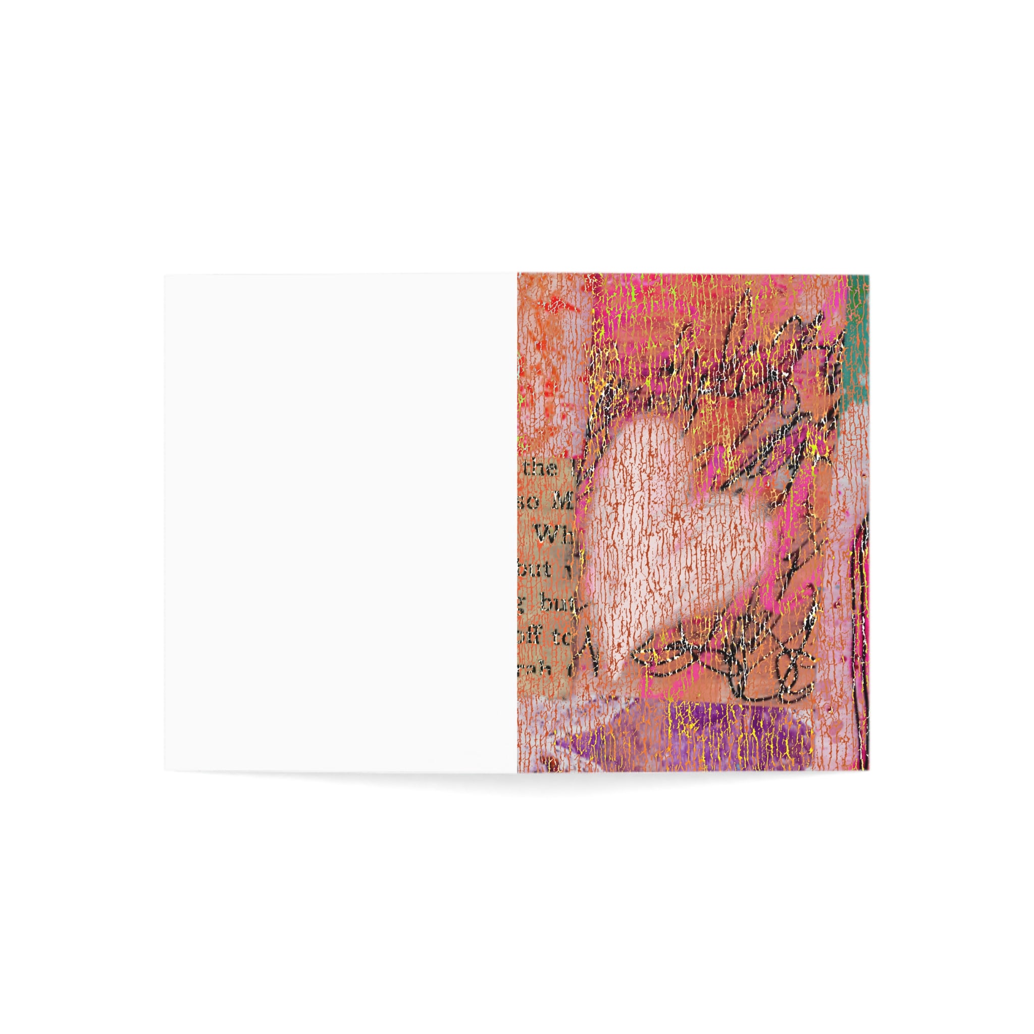 Abstract Pink Heart Greeting Card — Romantic Love Note, Blank Inside (1/10/30/50 pcs)