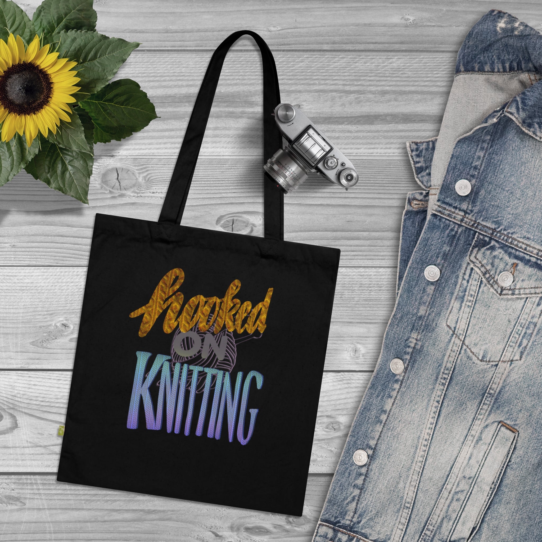 HOOKED ON KNITTING Tote Bag