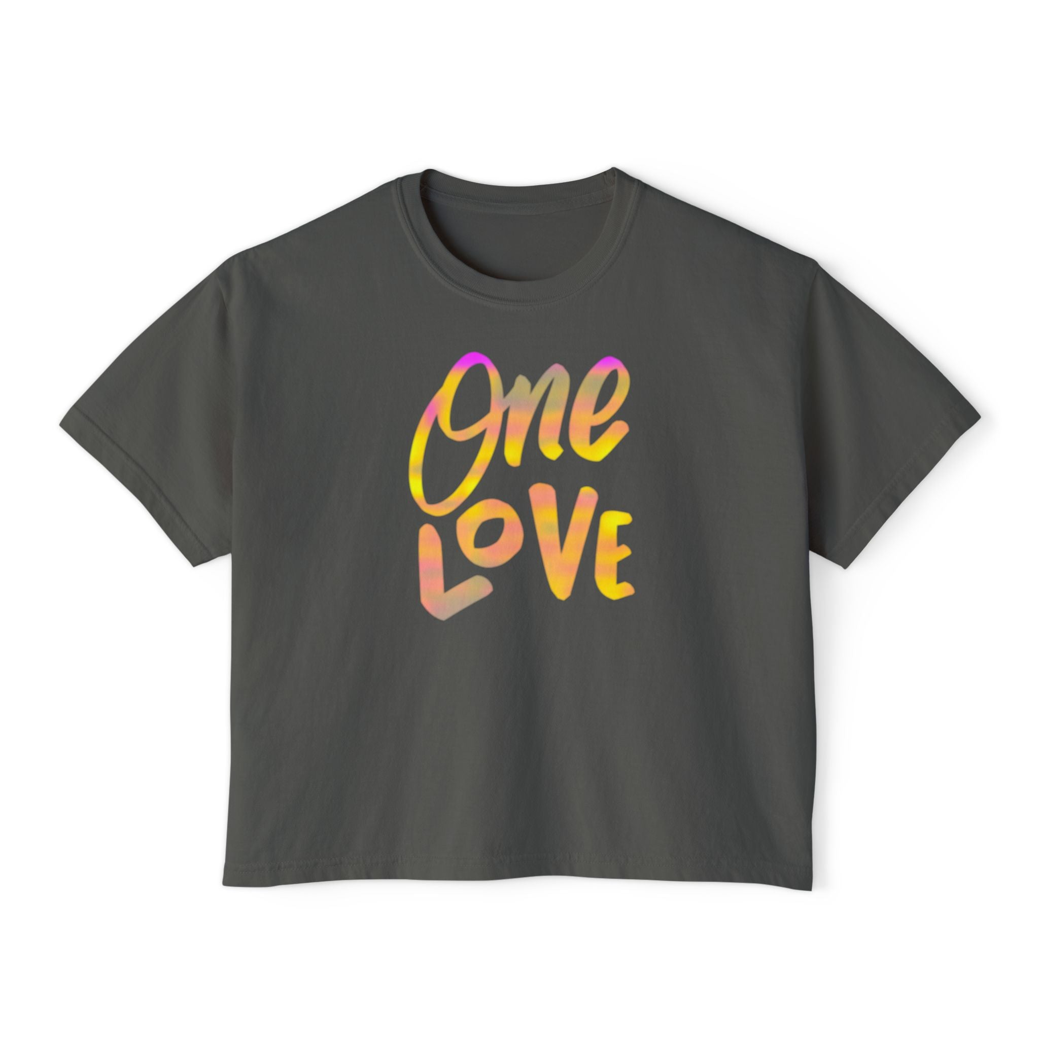 One Love Boxy Tee — Women's Crop Graphic T-Shirt