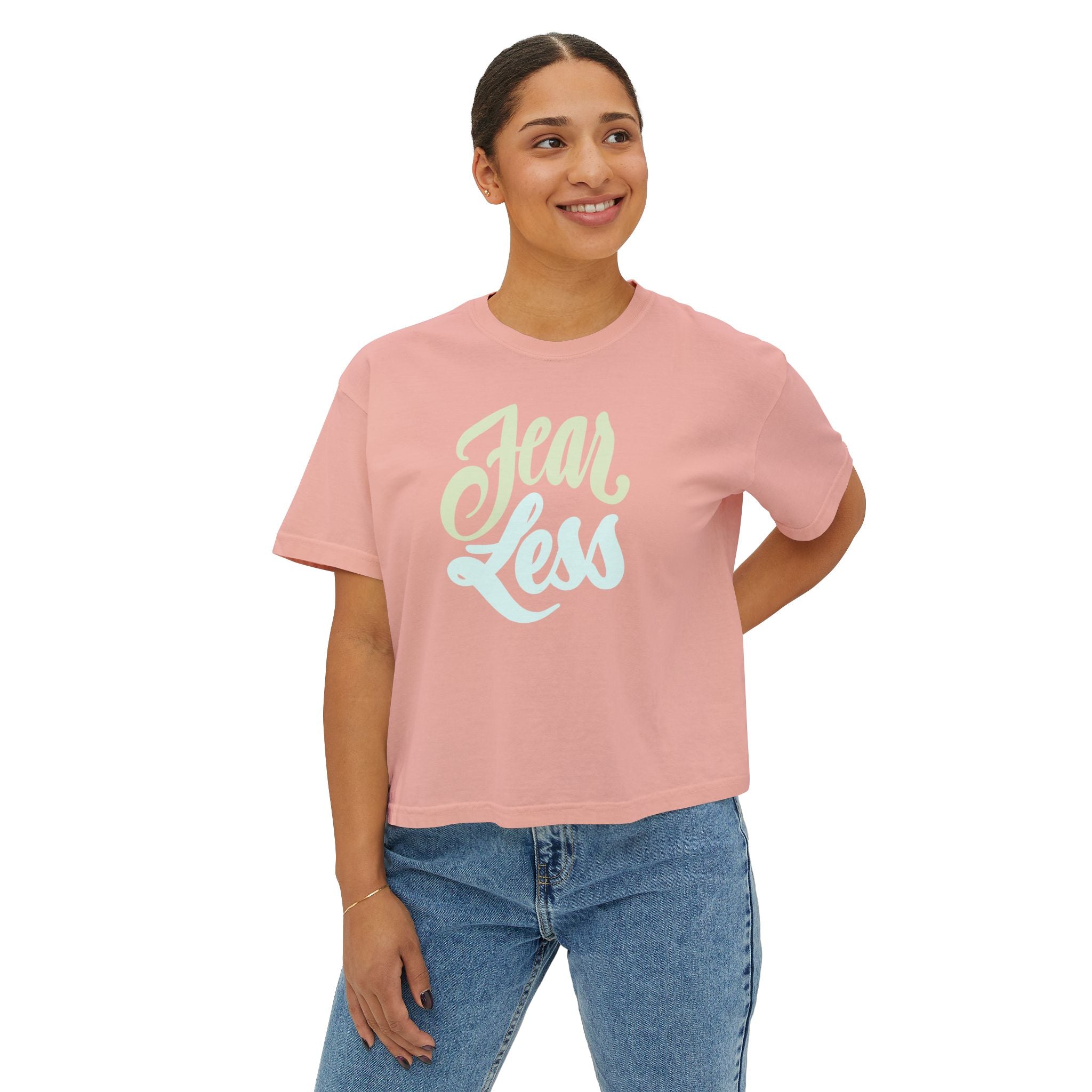 Fear Less Women's Boxy Tee - Comfortable & Empowering Casual Top