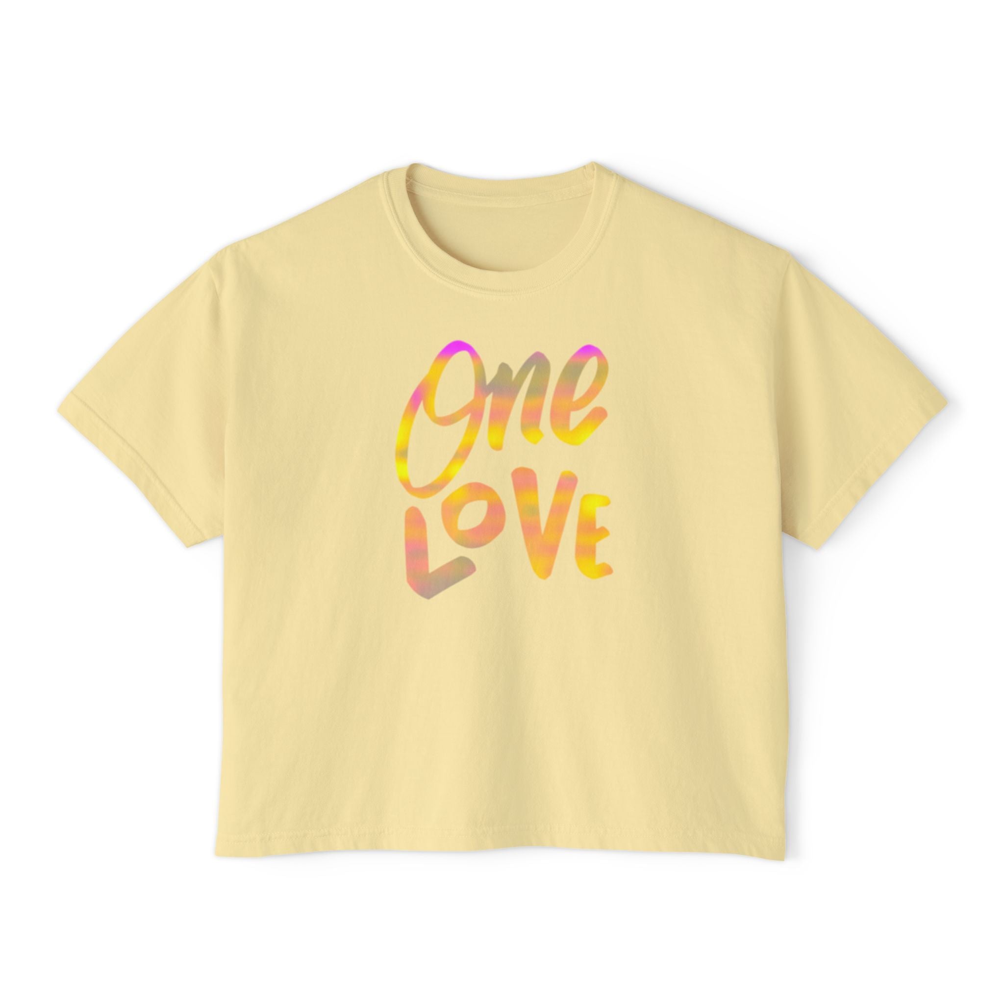 One Love Boxy Tee — Women's Crop Graphic T-Shirt