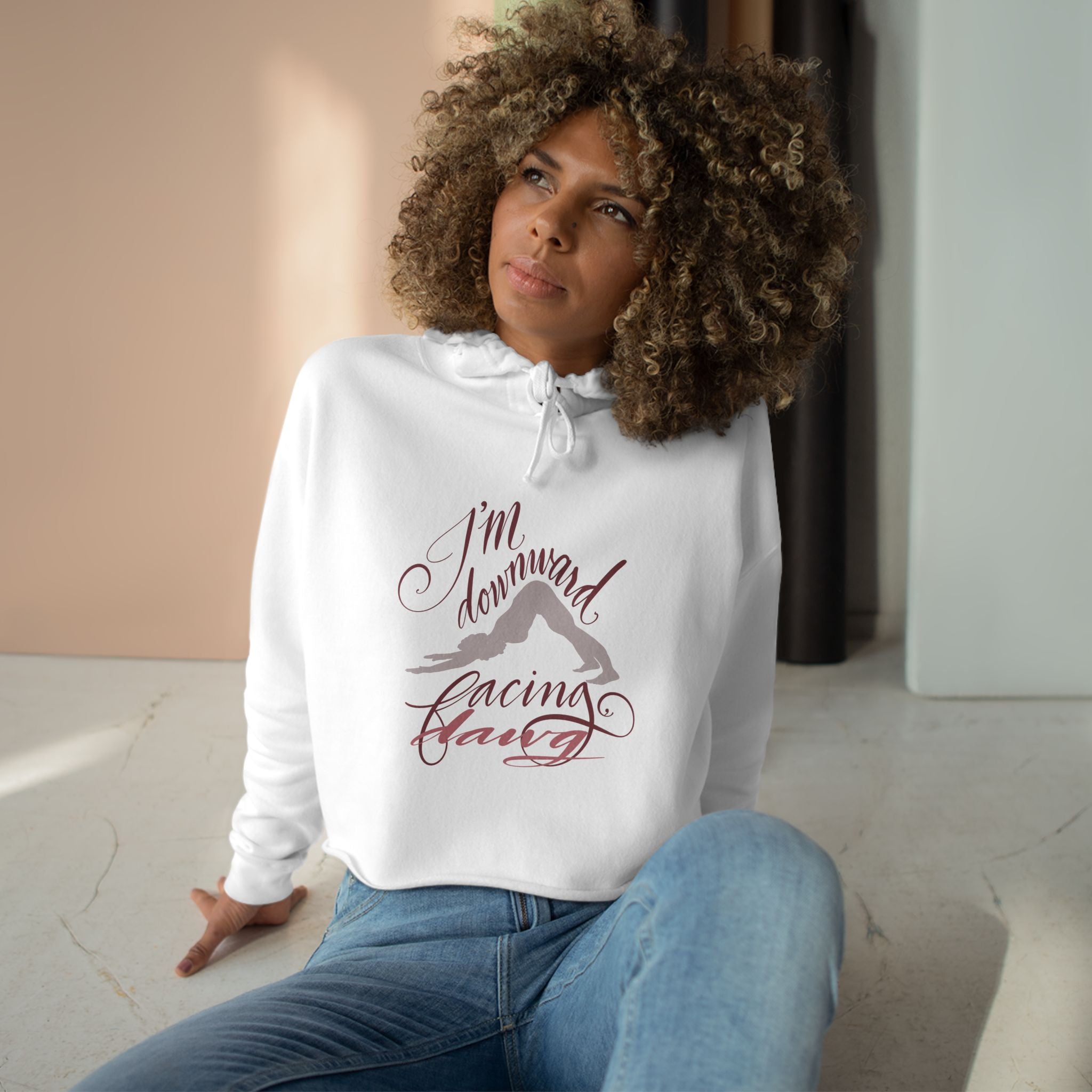 Yoga Crop Hoodie - "I'm Downward Facing" Design for Comfort and Style
